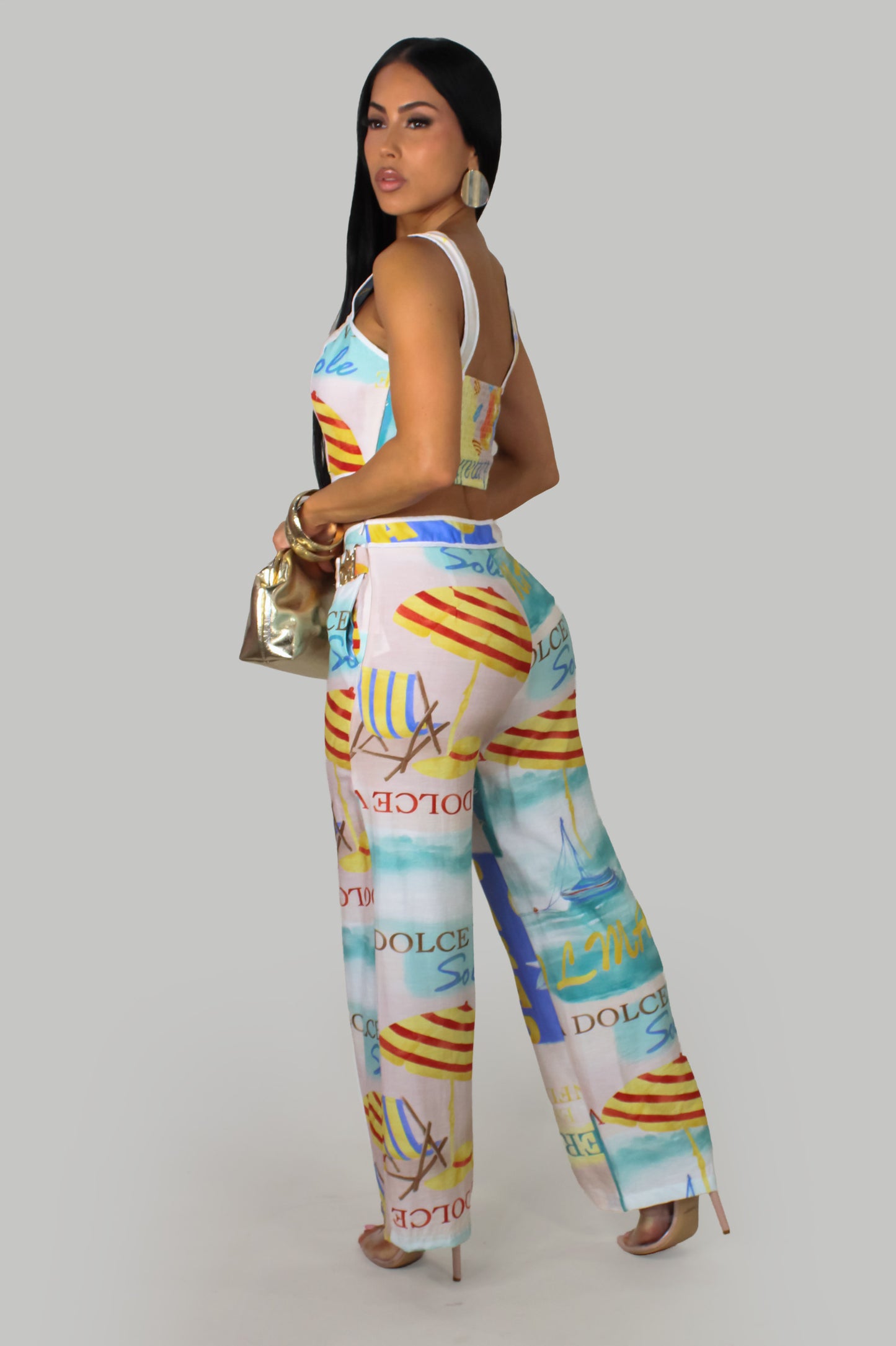 Samantha's Pant Set - Blue-Multi