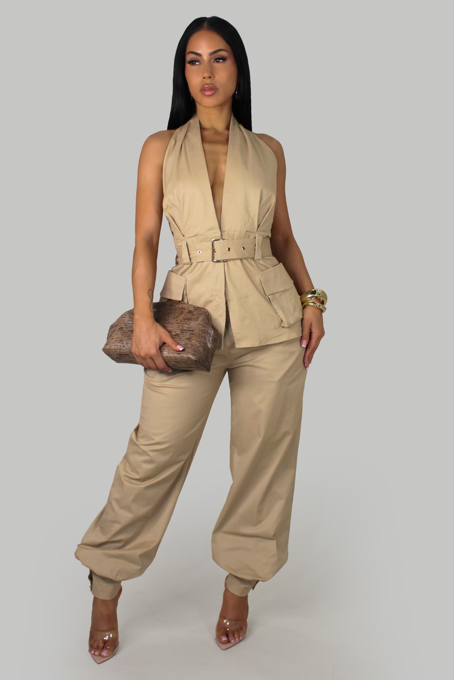 Lead Role Pant Set - Taupe