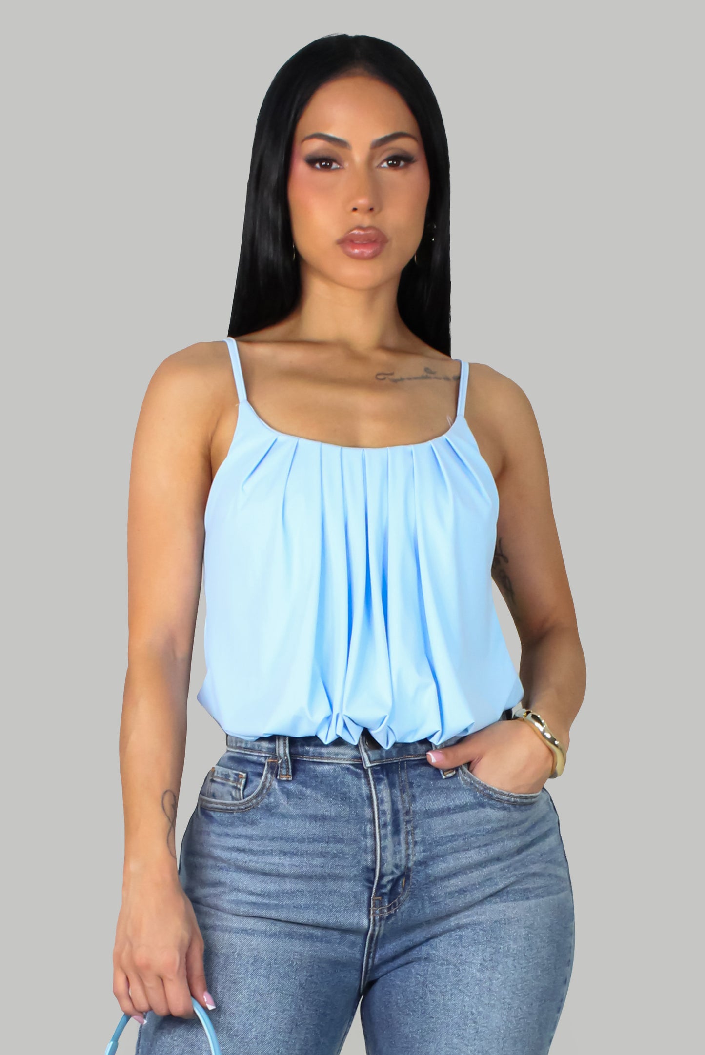 Ruched Like Bodysuit - Blue