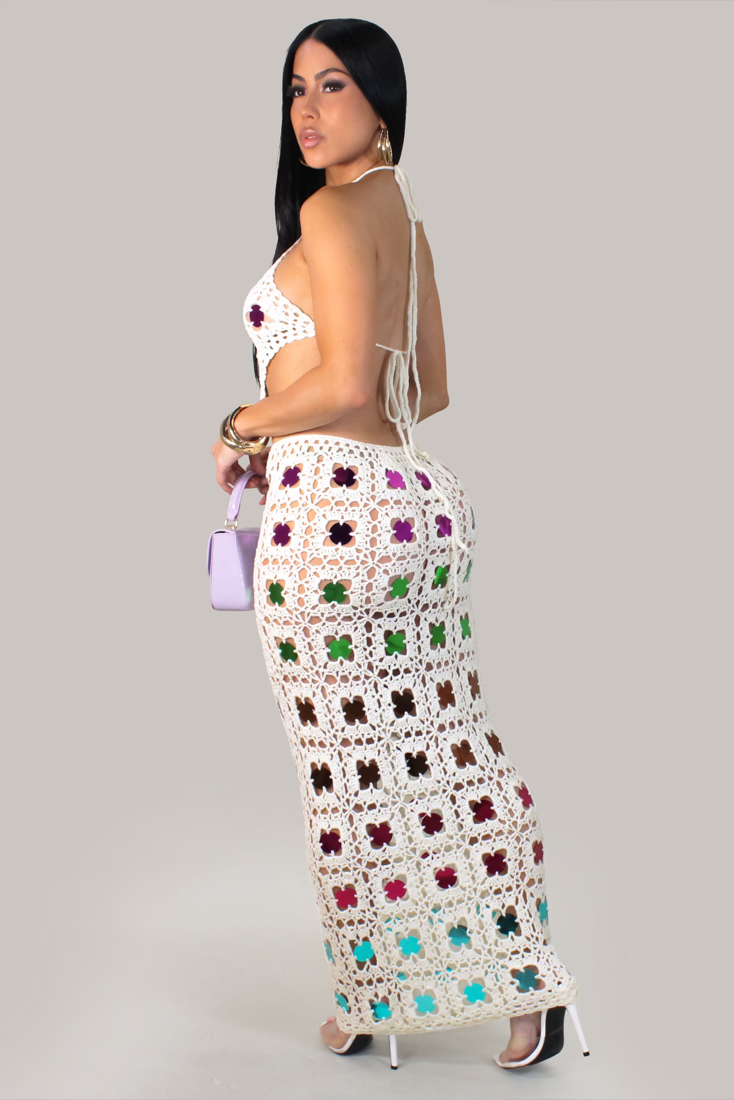 Glitter  Skirt Set - Ivory