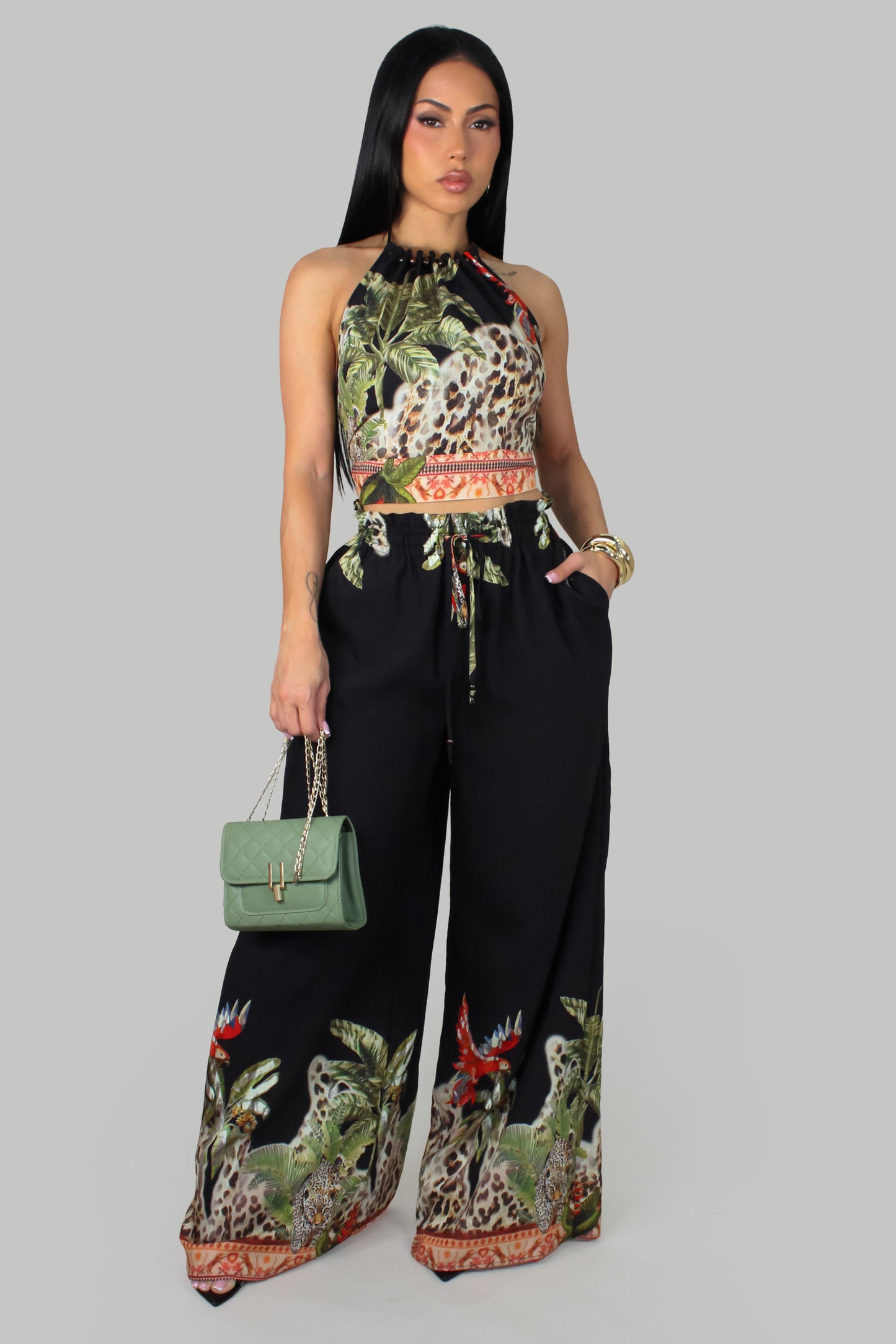 Jungle Parade Pant Set- Black-Multi