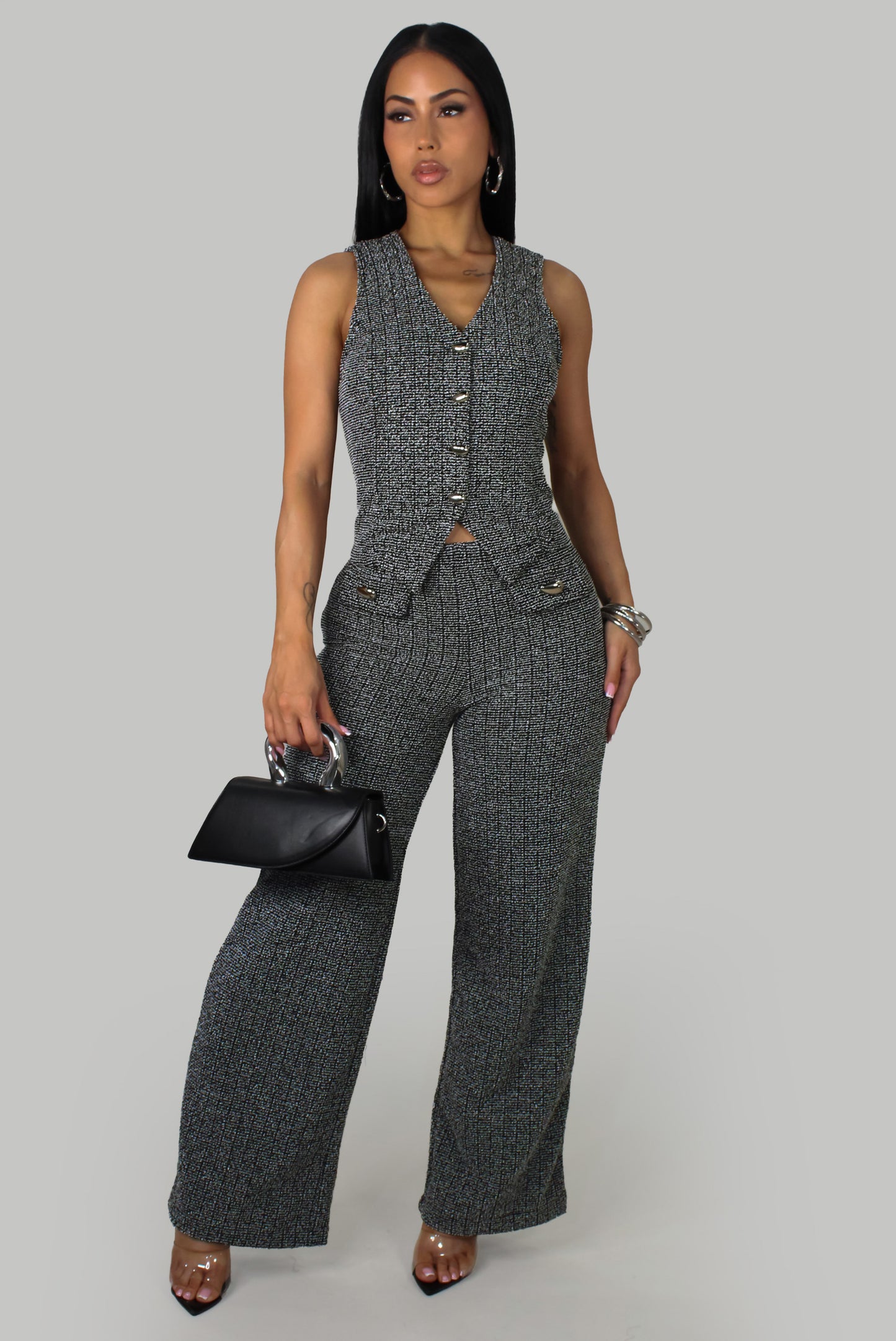 Luxe Silhouette  Pant Set - Black