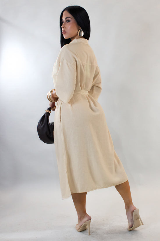 Old Money Midi Dress - Beige
