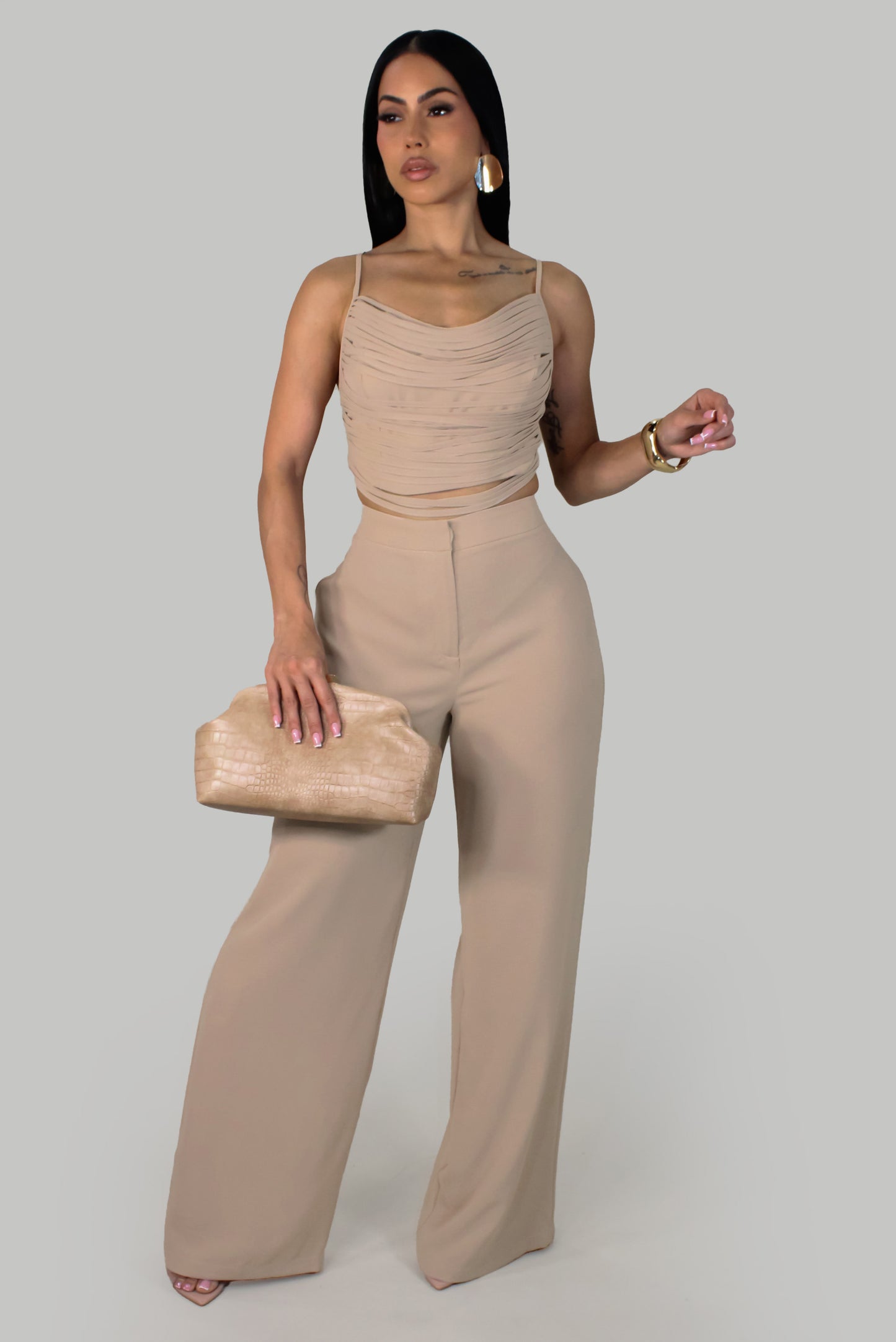 Amelia's Fringe  Pant Set - Natural