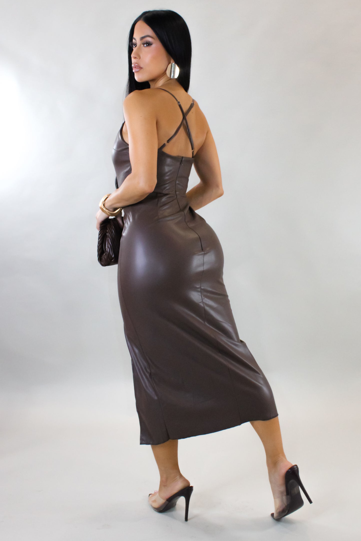 Lure You In Midi Dress - Brown