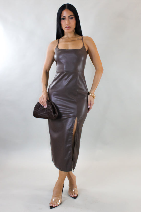 Lure You In Midi Dress - Brown