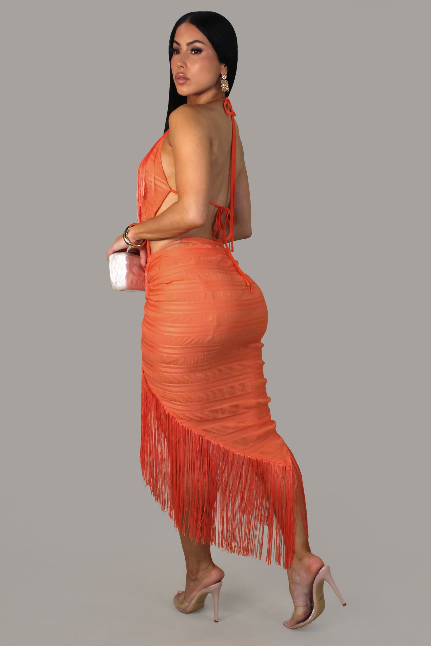 Girls Flirty   Dress - Orange
