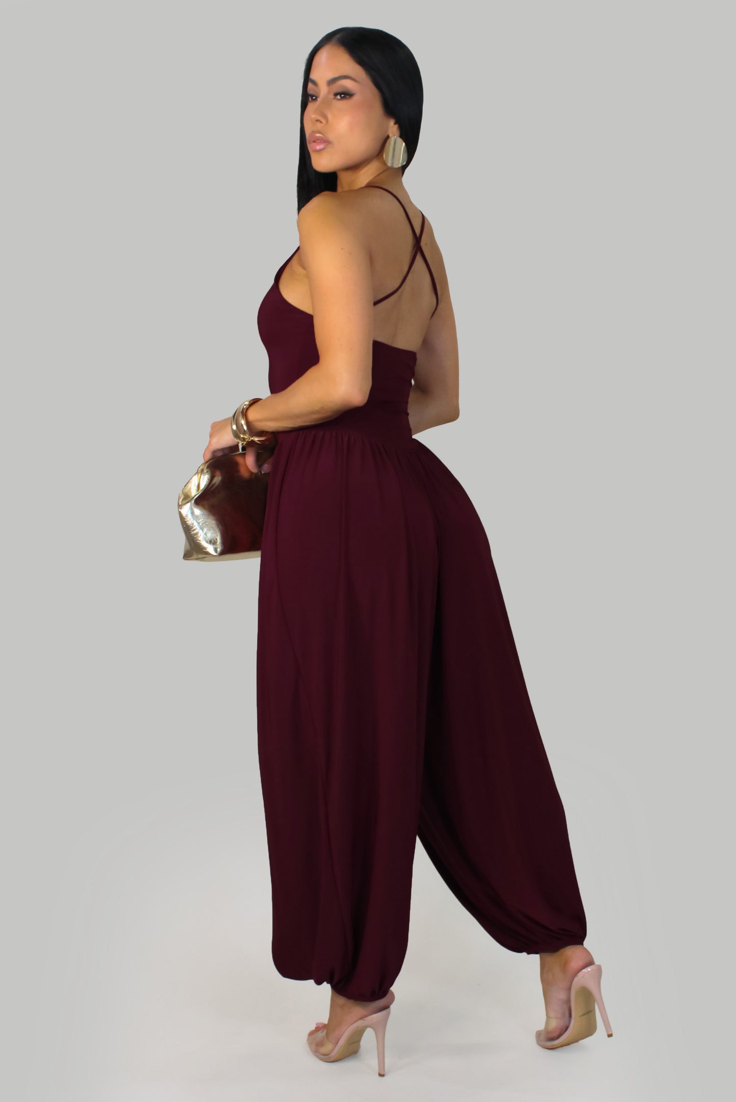 Delicate Grace  Jumpsuit -Burgundy