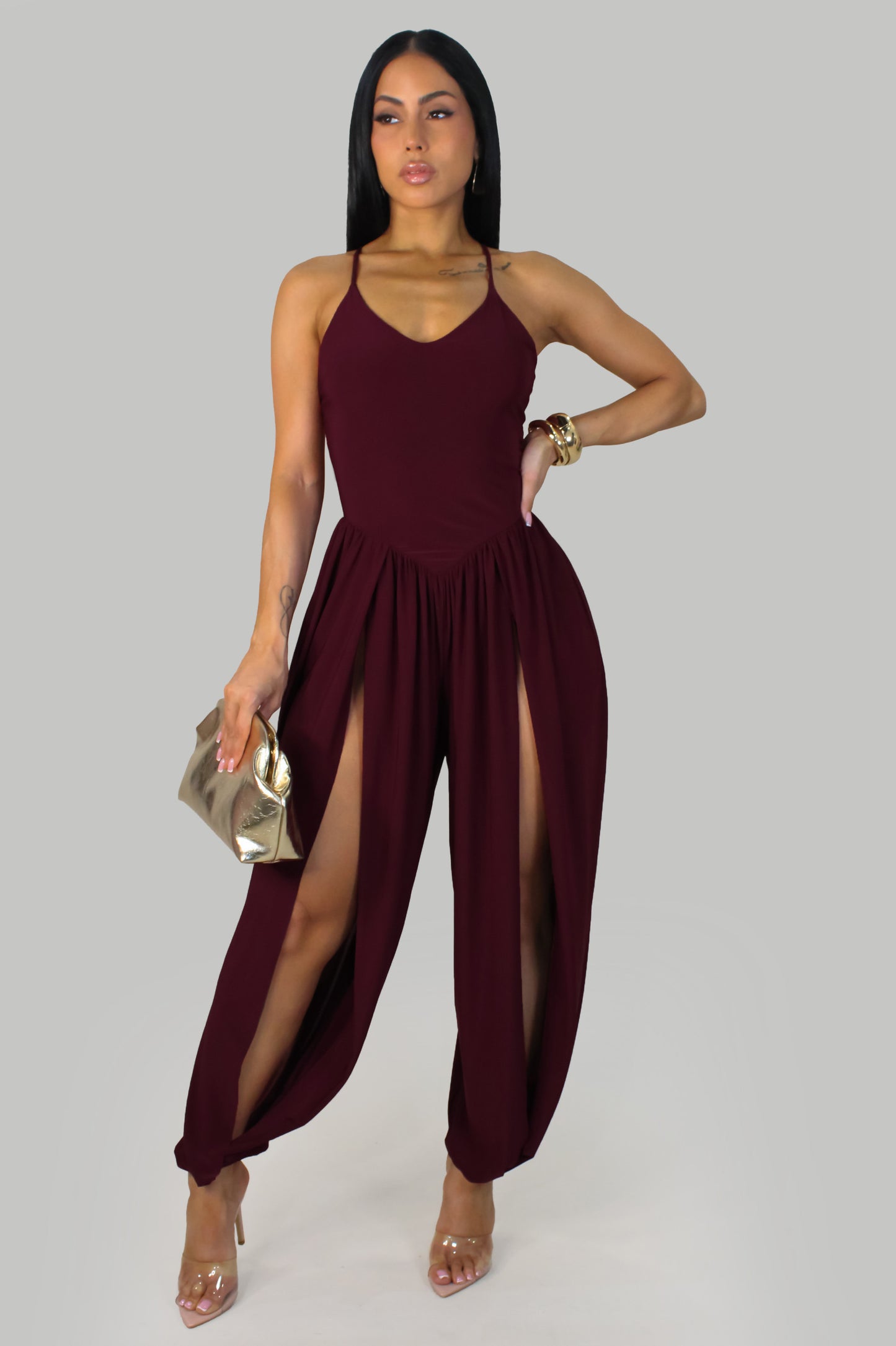 Delicate Grace  Jumpsuit -Burgundy