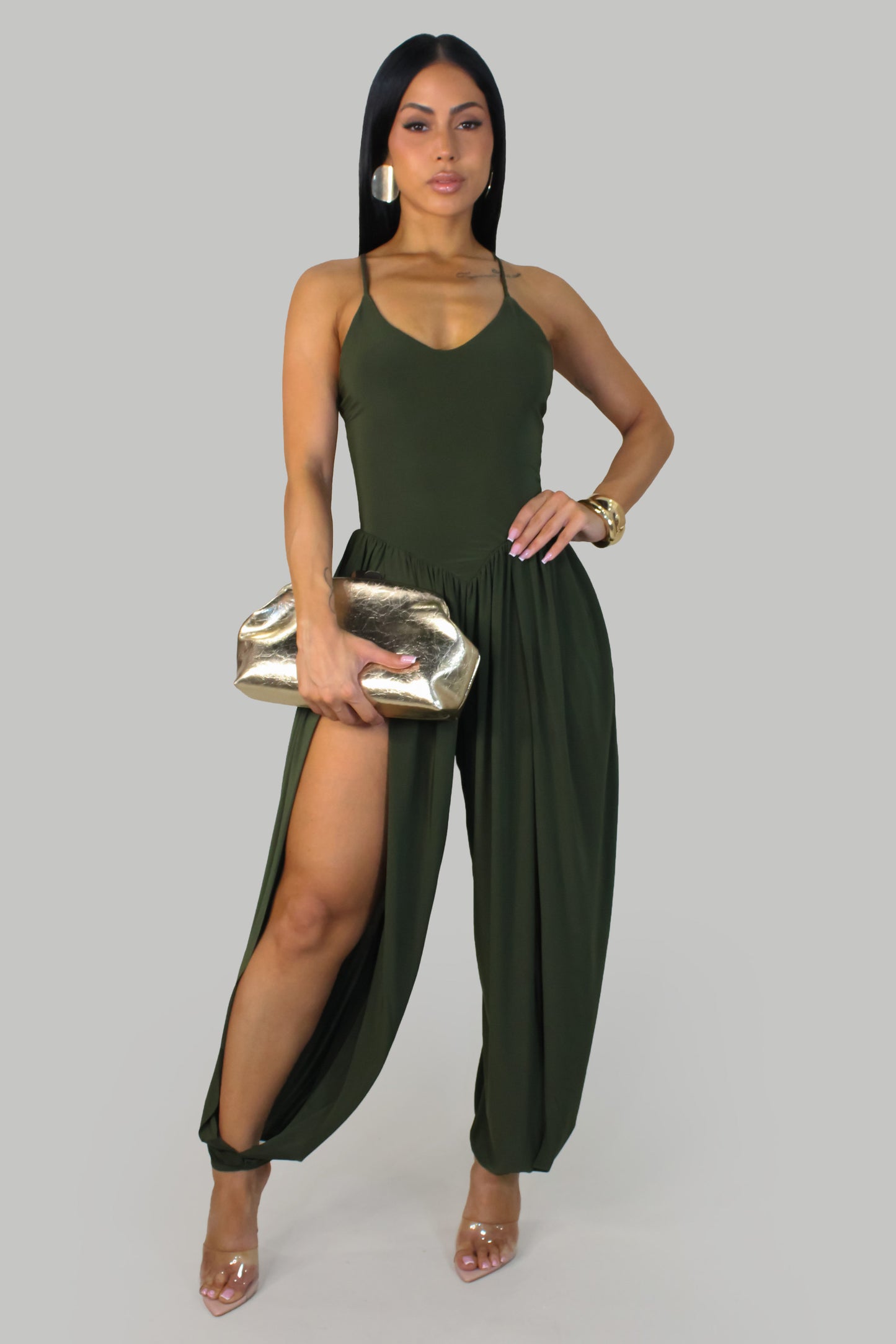 Delicate Grace  Jumpsuit -Olive