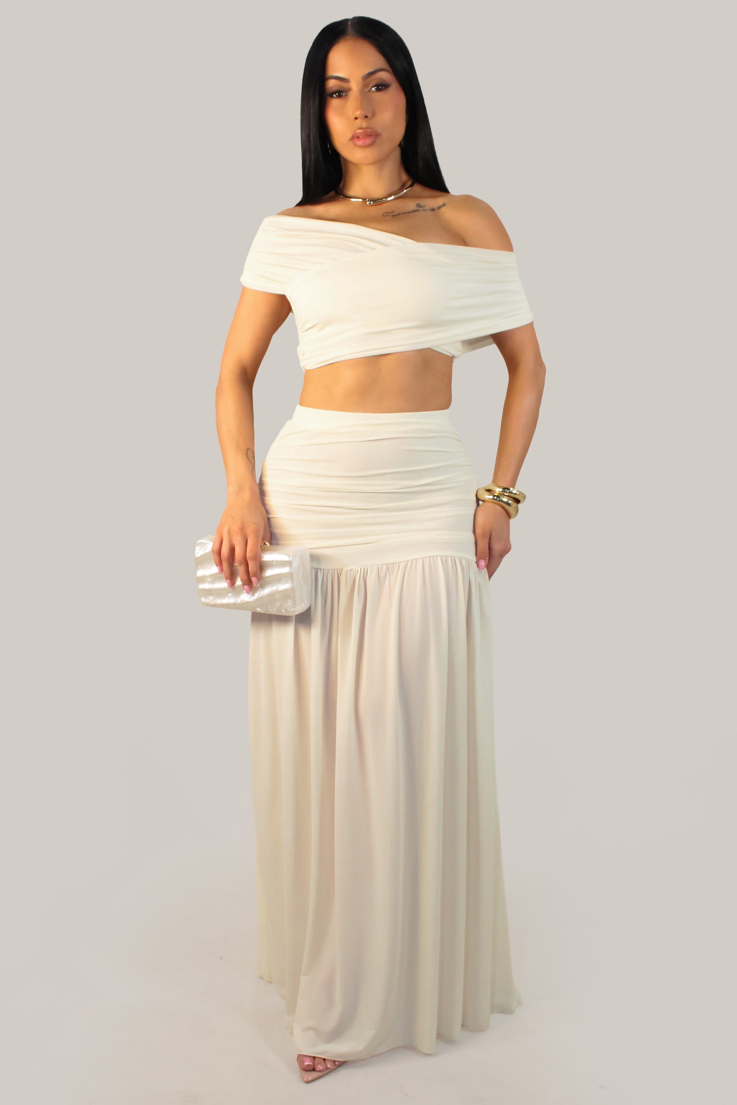 Nothing To Worry About Skirt Set - Ivory
