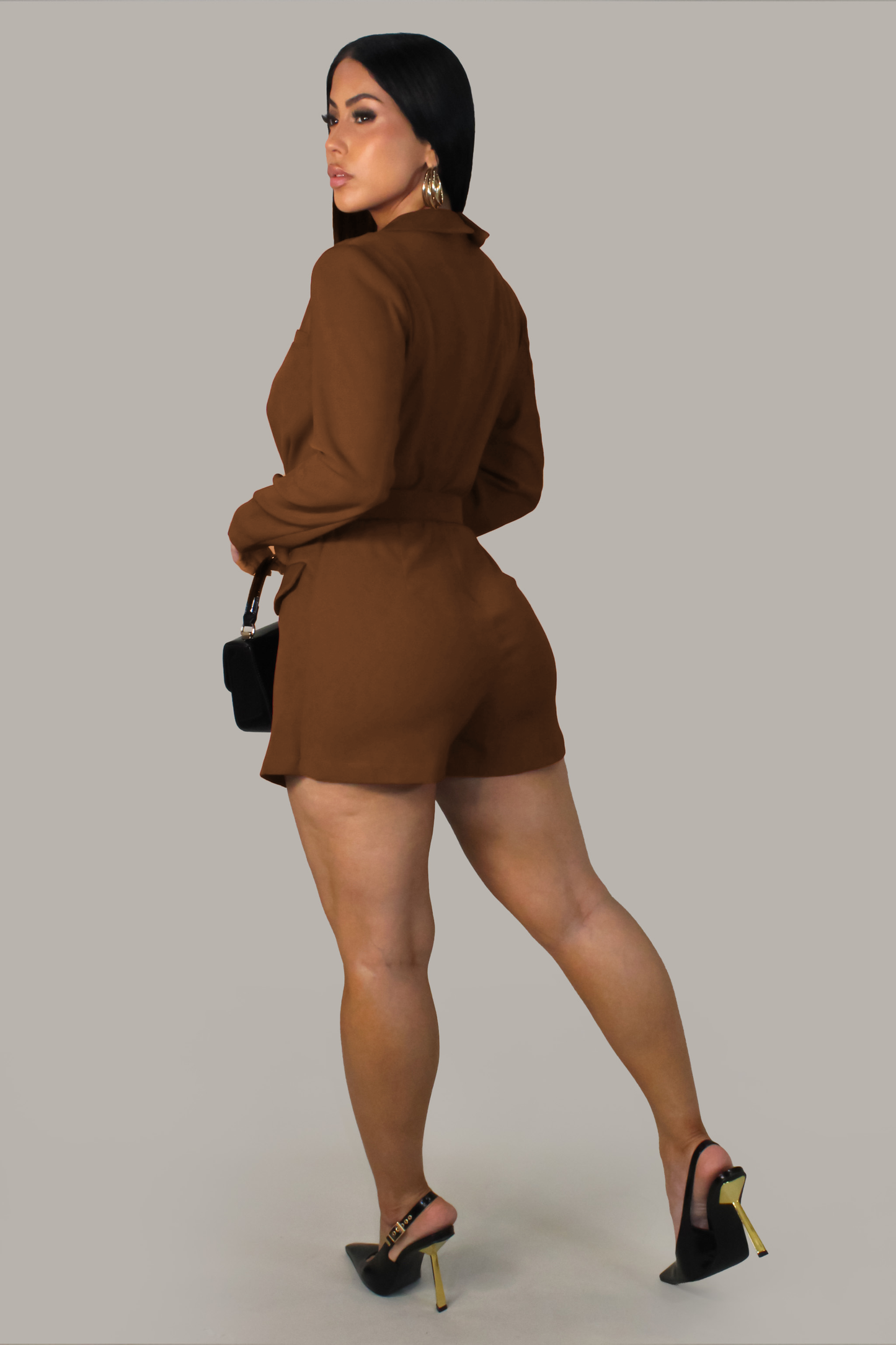 Lucia's Romper -Brown