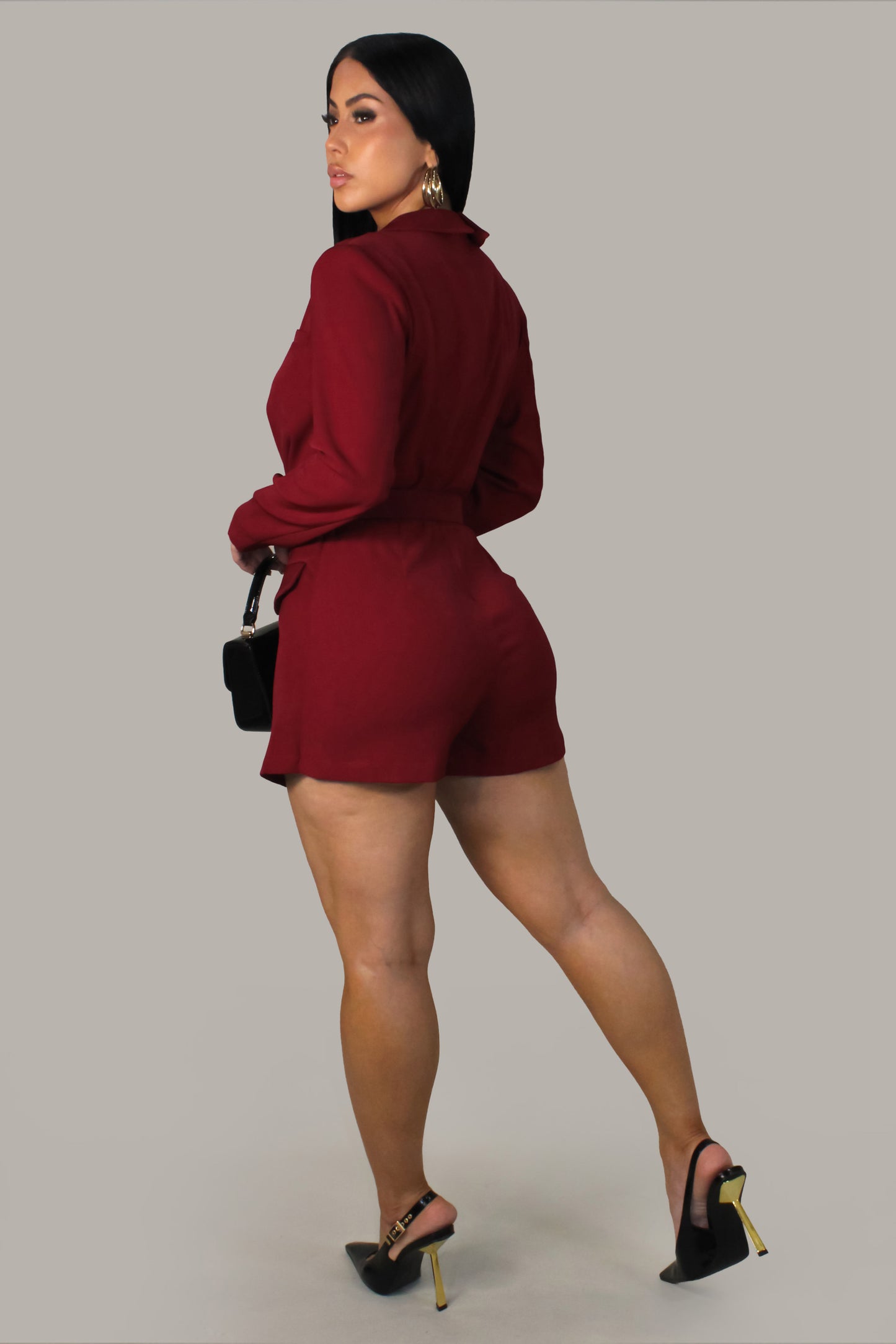 Lucia's Romper -Burgundy