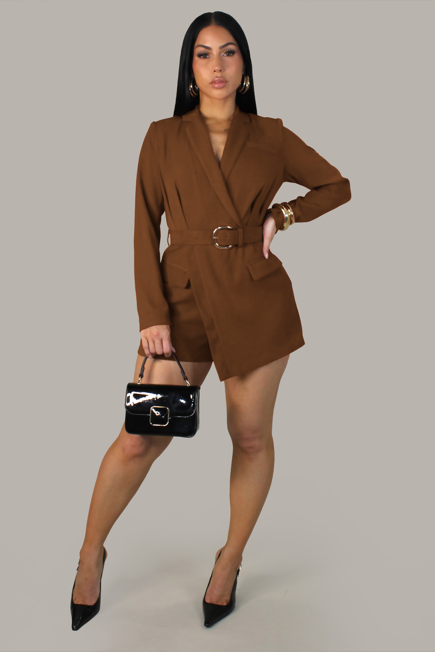 Lucia's Romper -Brown