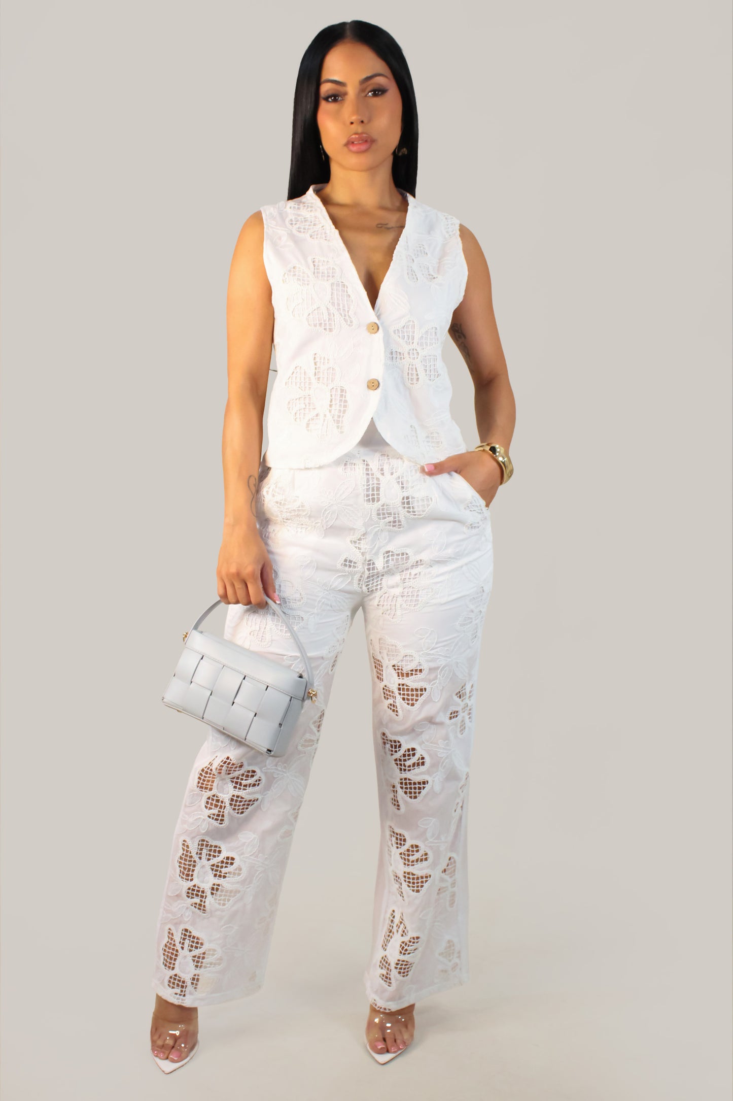 On My Terms Pant Set - White