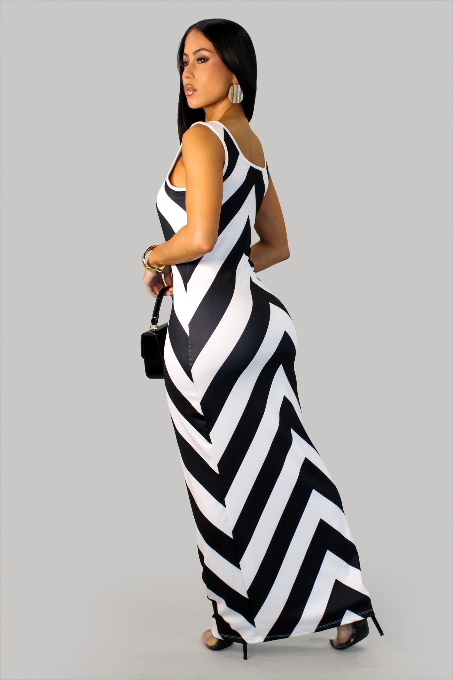 Blau Blau Maxi Dress - Black & White