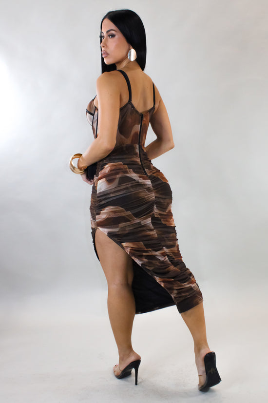 Thankful Midi Dress - Brown