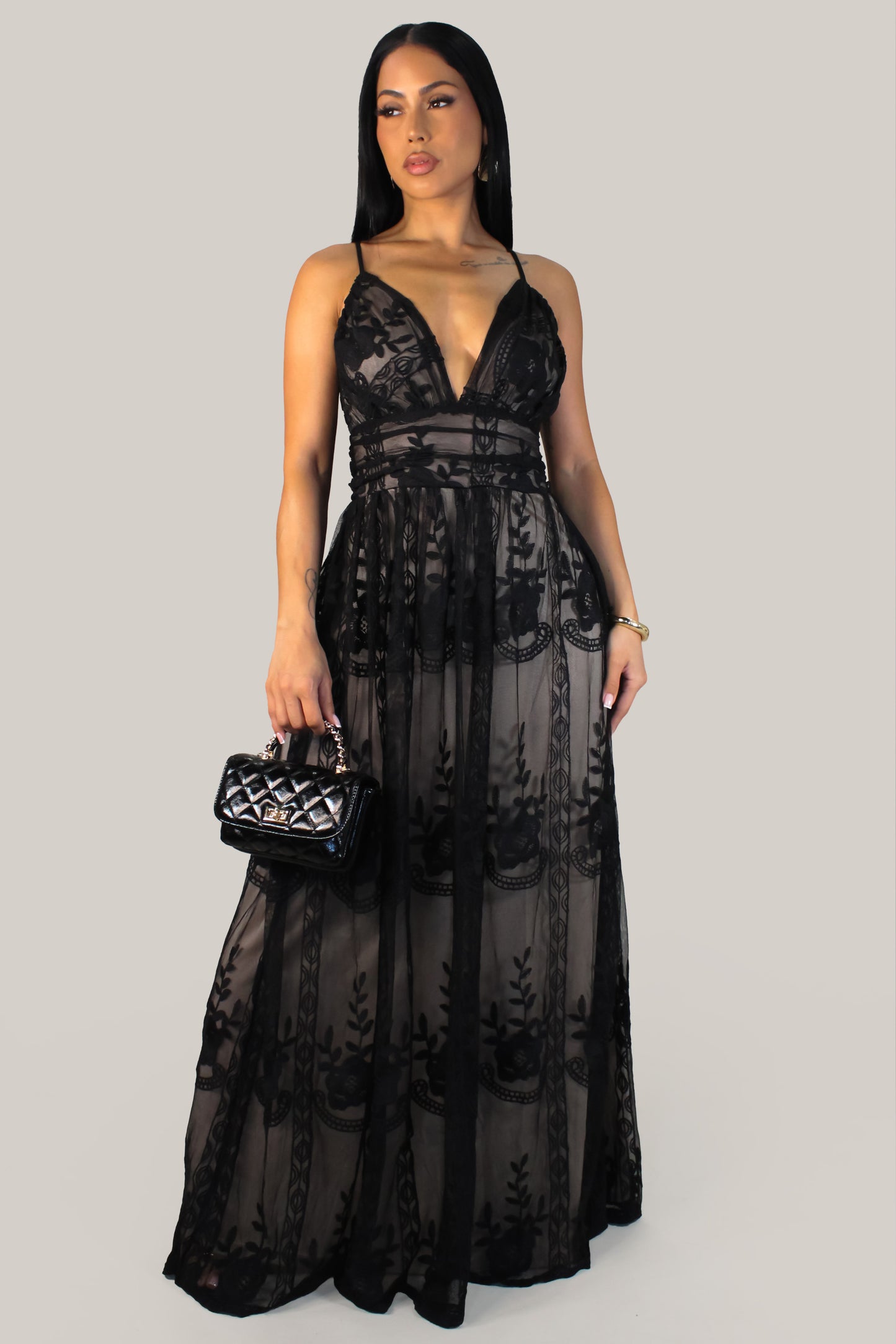 Midnight Garden Dress - Black
