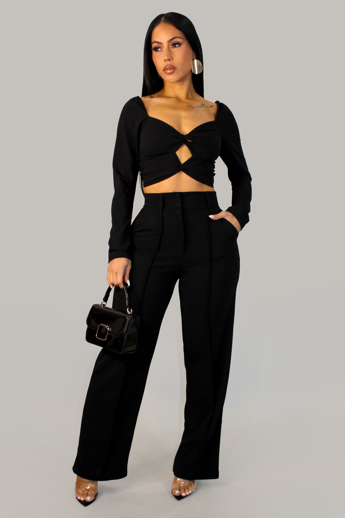 For Your Eyes Only Pant Set - Black