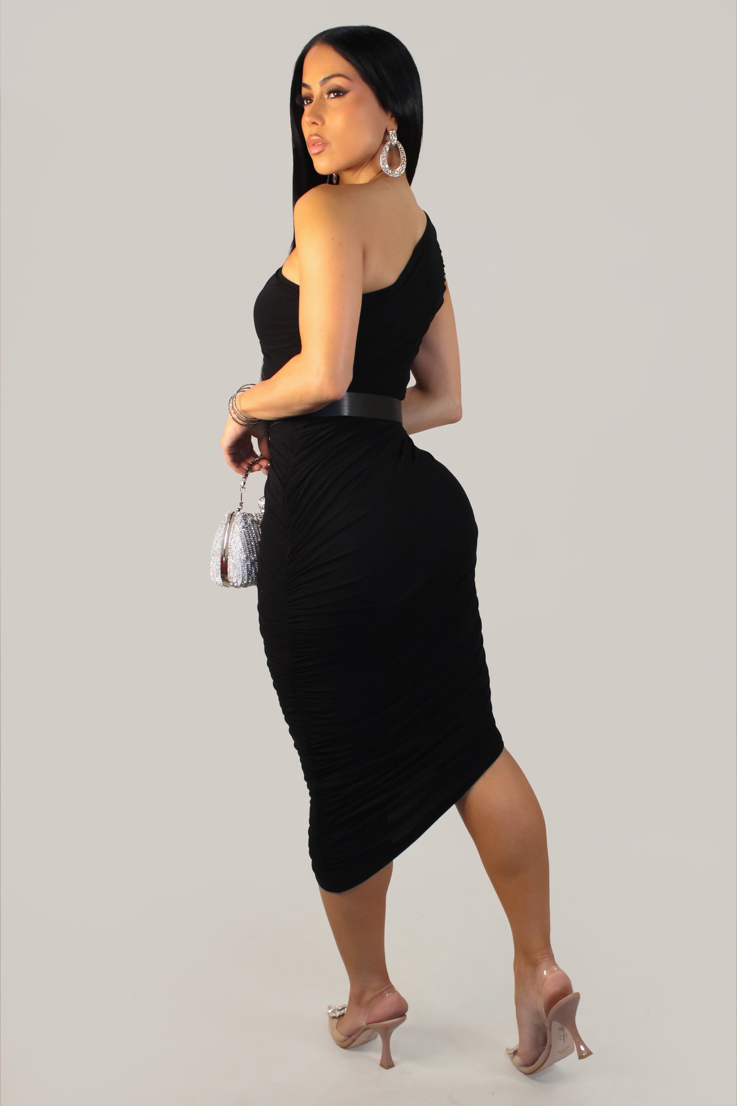 Pleasures Ruched Dress - Black