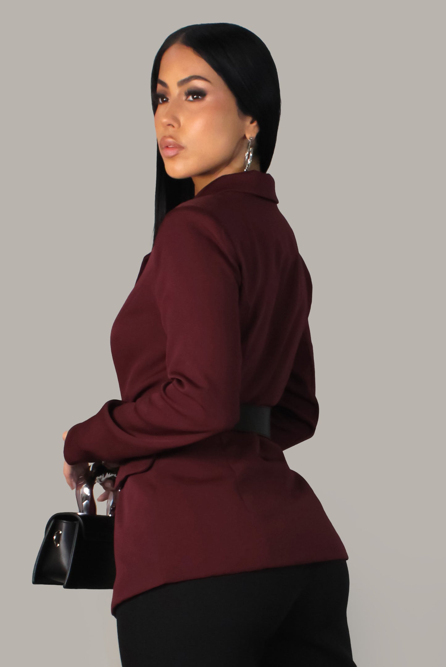 Hang With Me Blazer -Burgundy