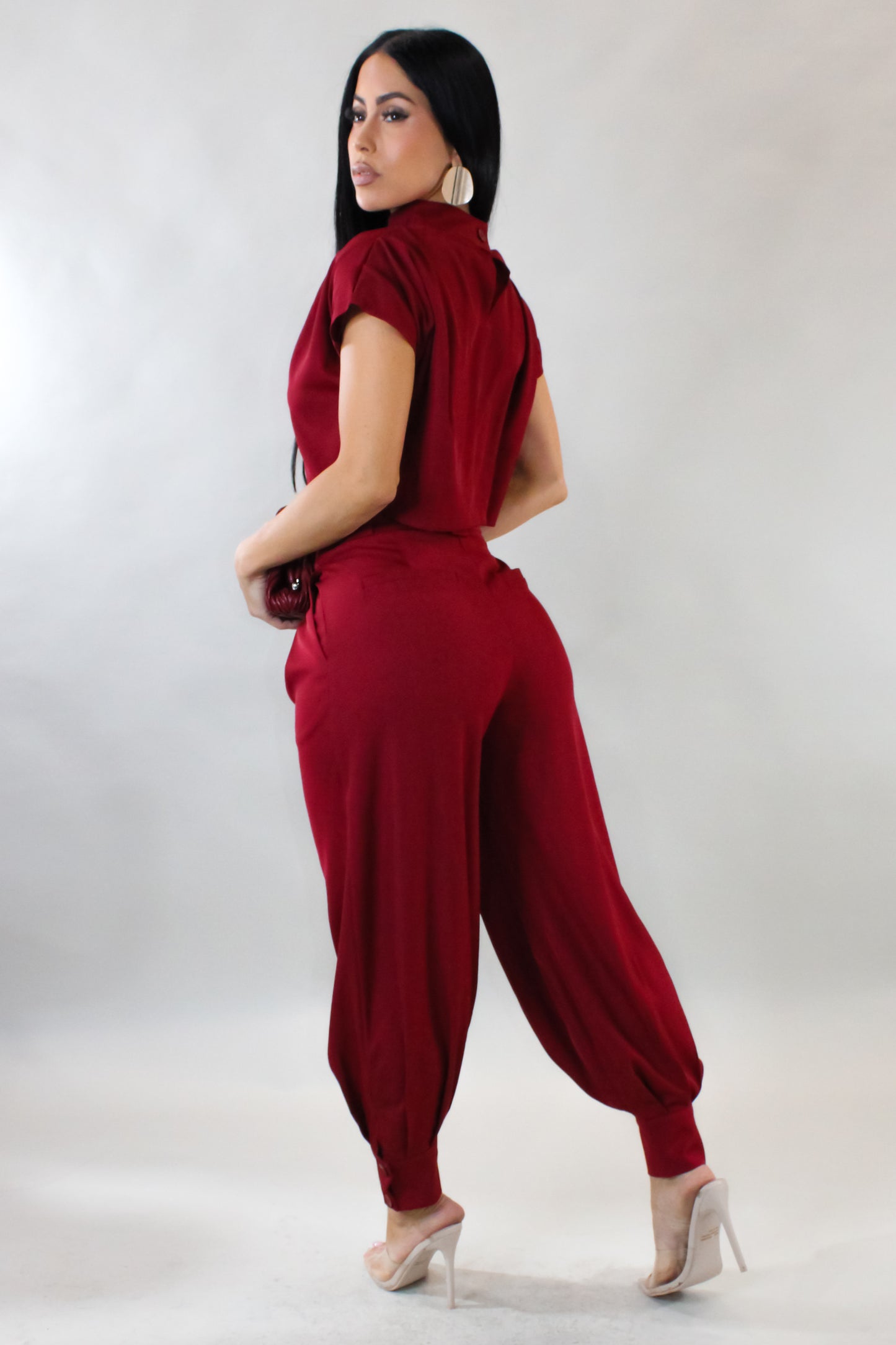 Look For Me Pant Set - Burgundy