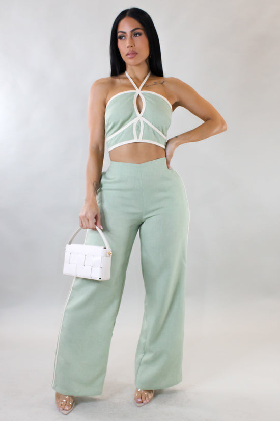 Like A Reward Pant Set - Sage