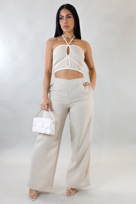 Like A Reward Pant Set - Beige