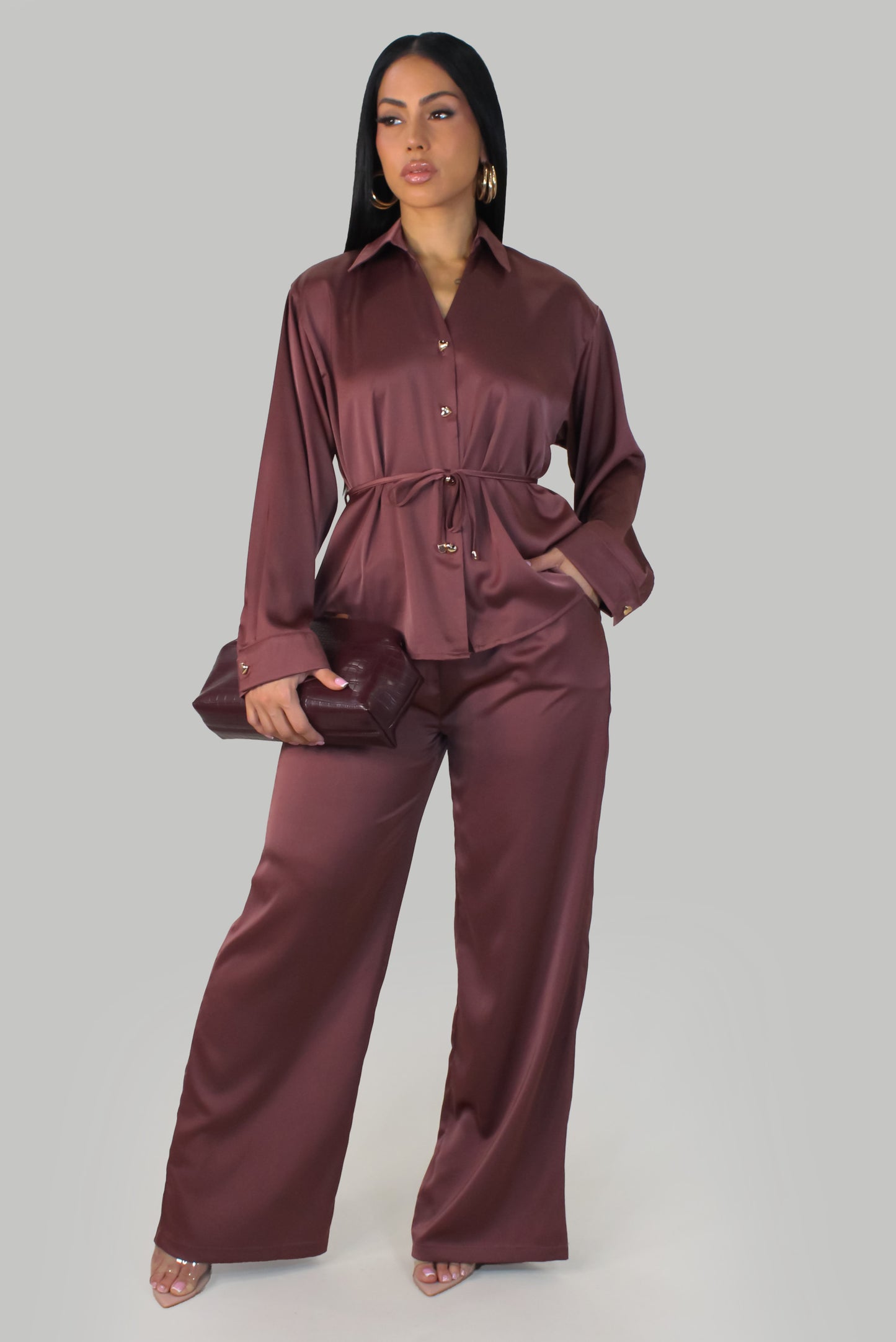 Monaco  Pant Set - Burgundy