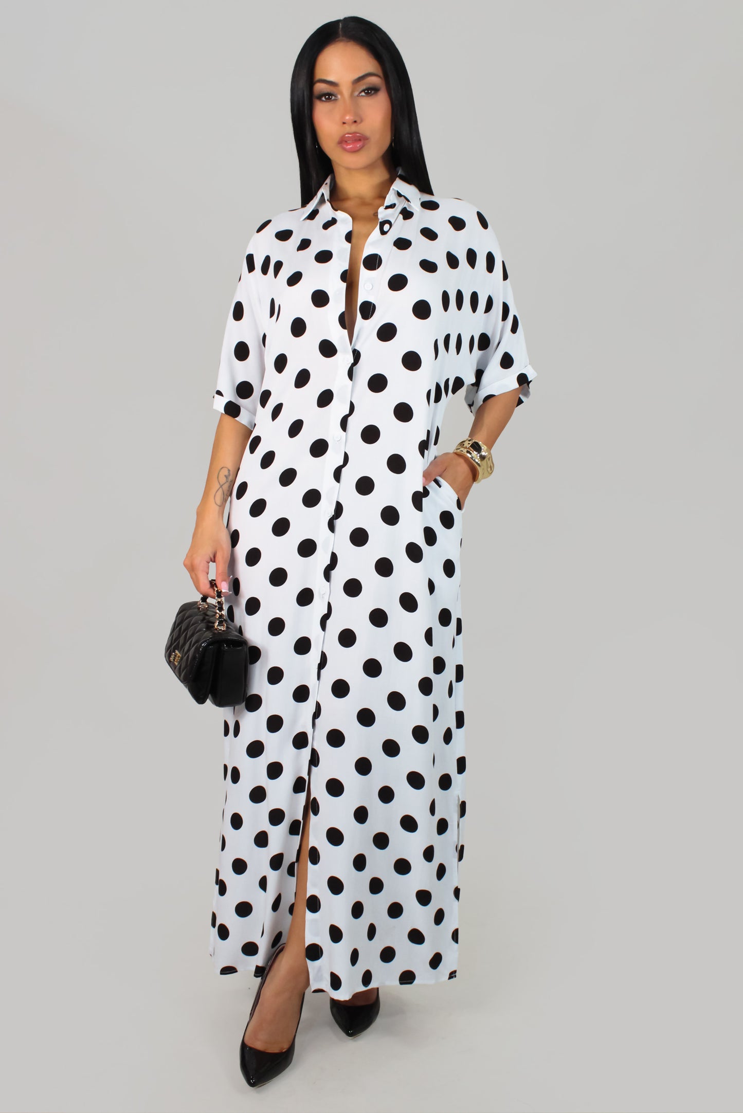 Dots On Dots Dress - White