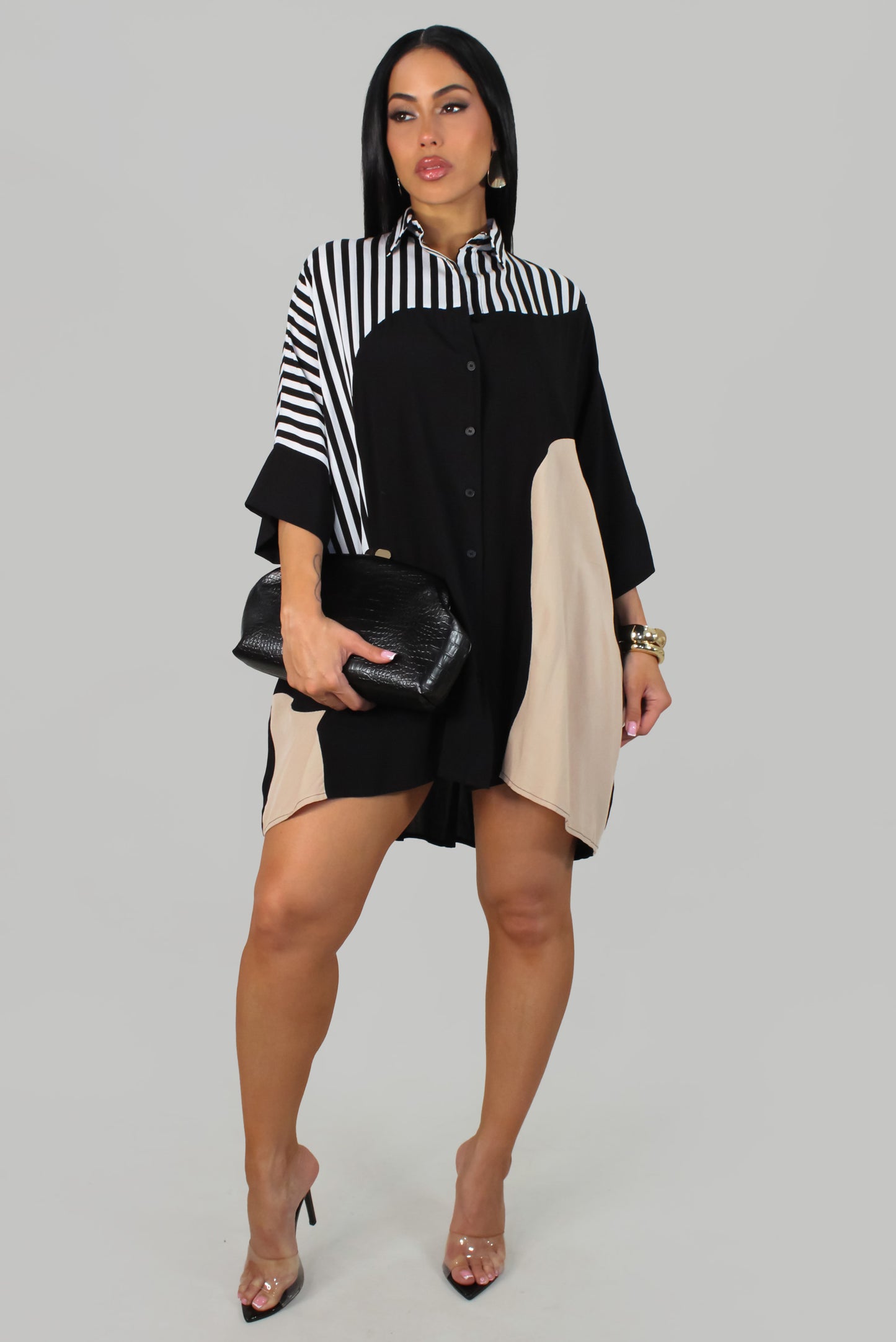 Clara Bella Dress - Black-Multi