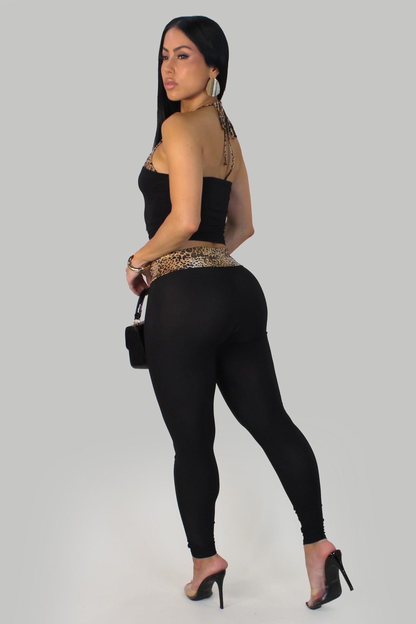Leopard Vibe Pant Set- Black-Print