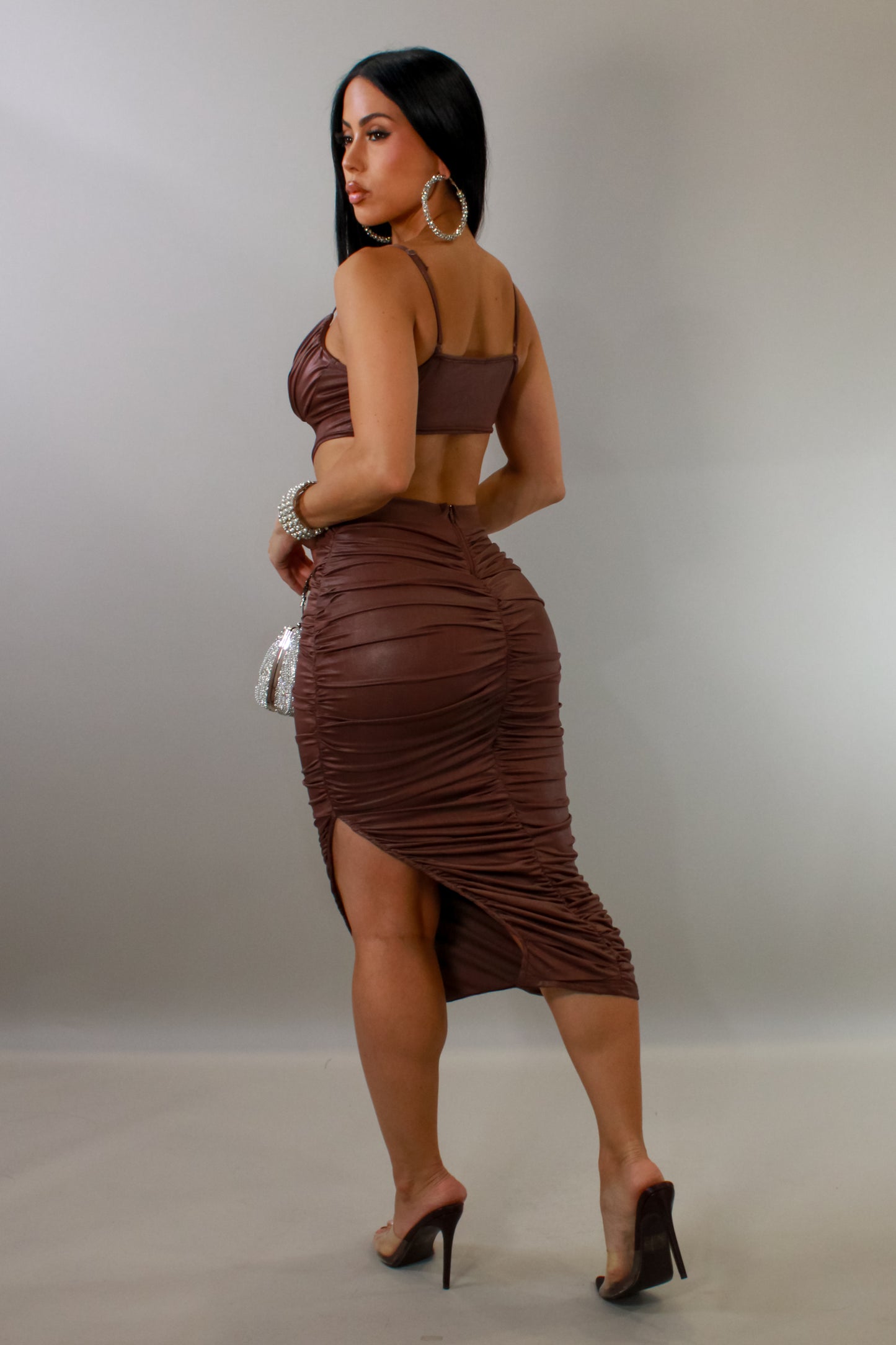 Taking My Time Midi Dress - Brown