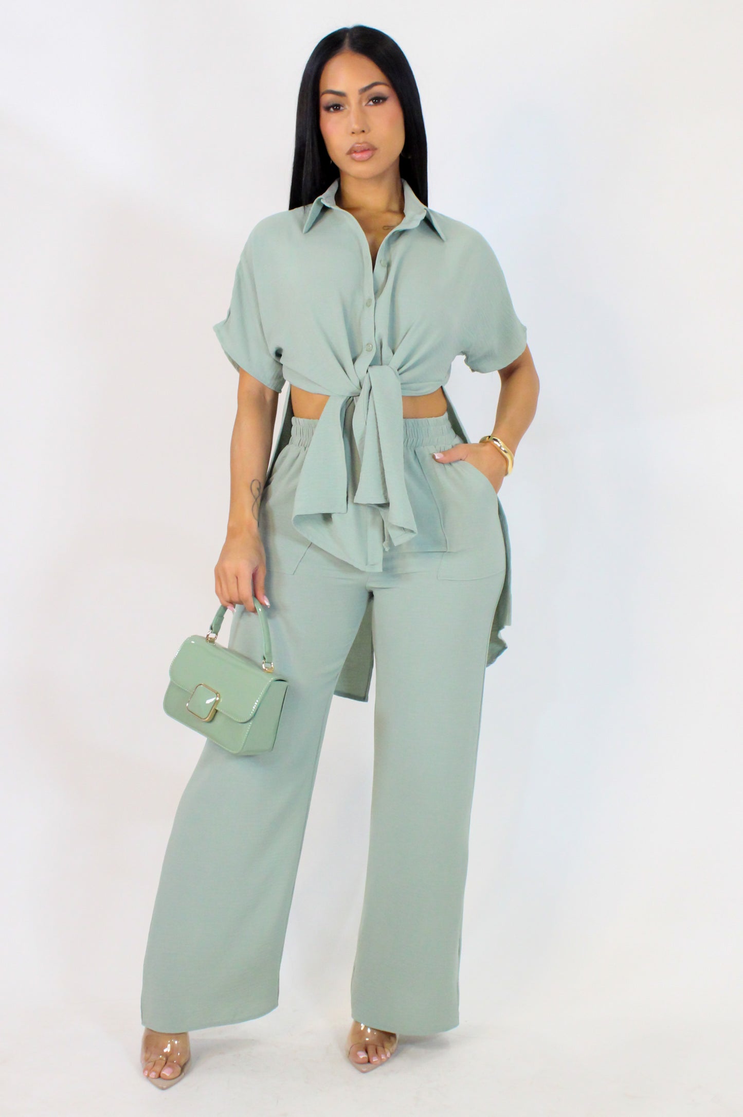Pretty Girl Pant Set - Sage