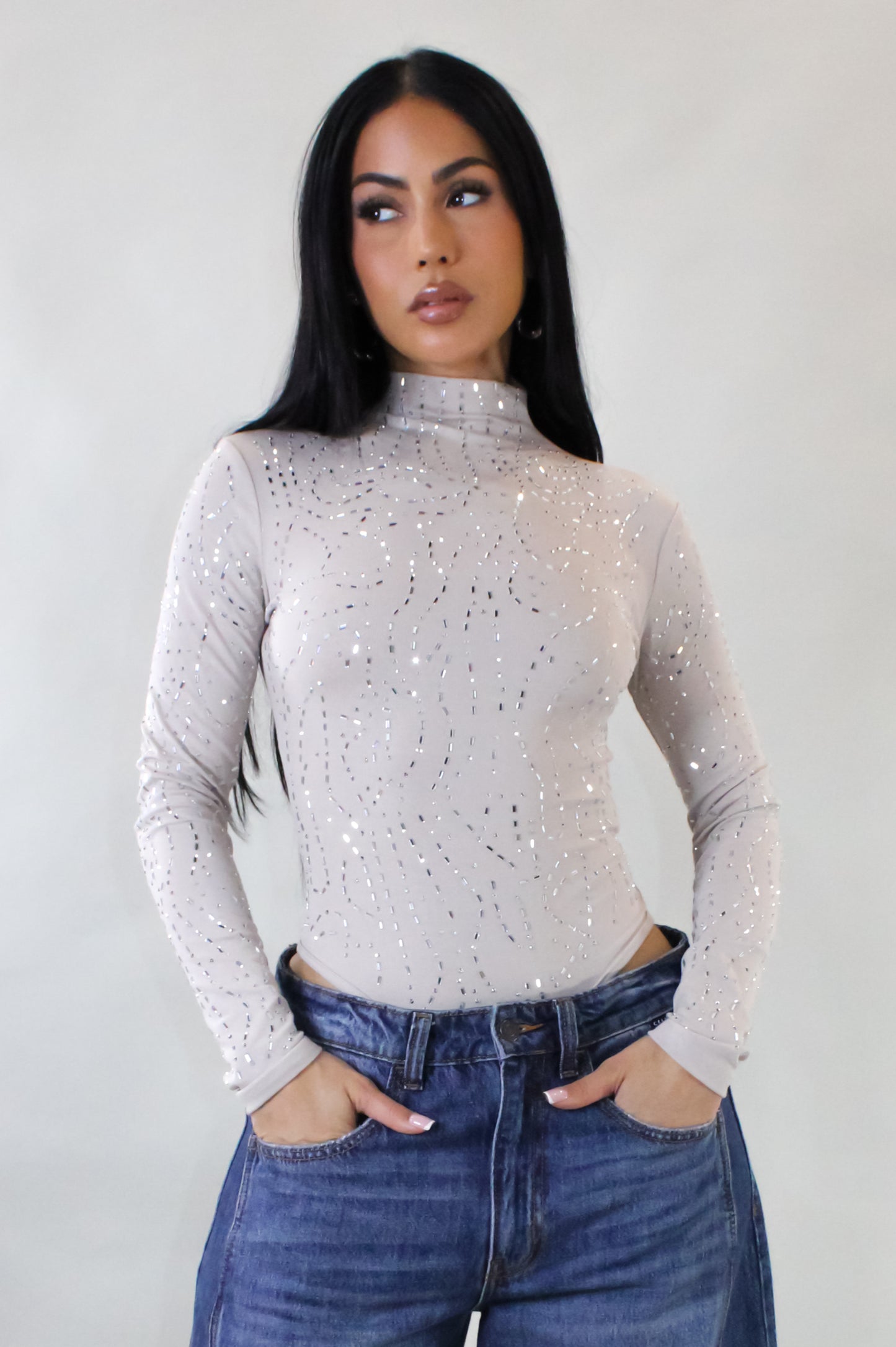 Cafe Dates Bodysuit - Beige