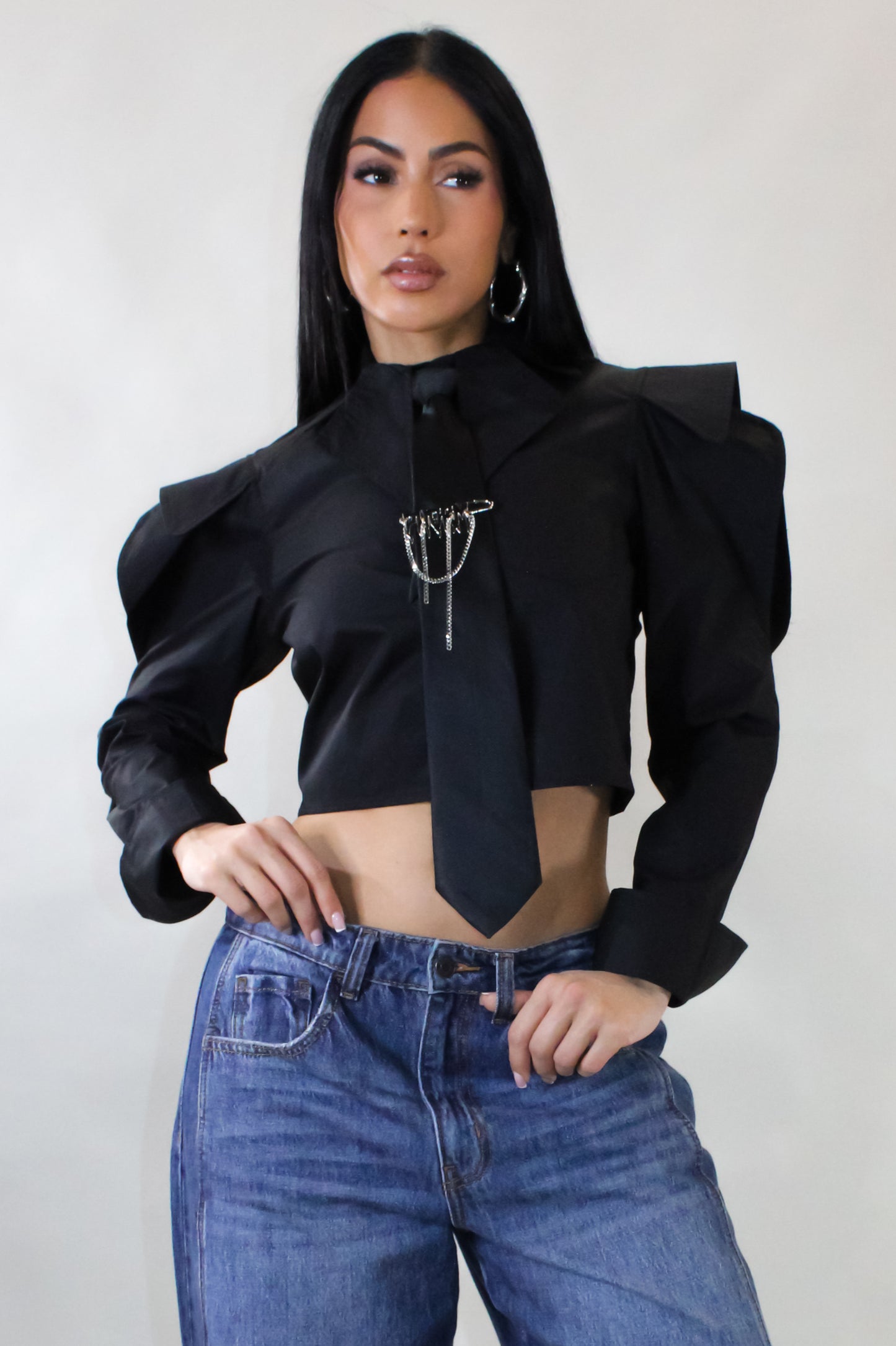 In True Fashion Crop Top  - Black
