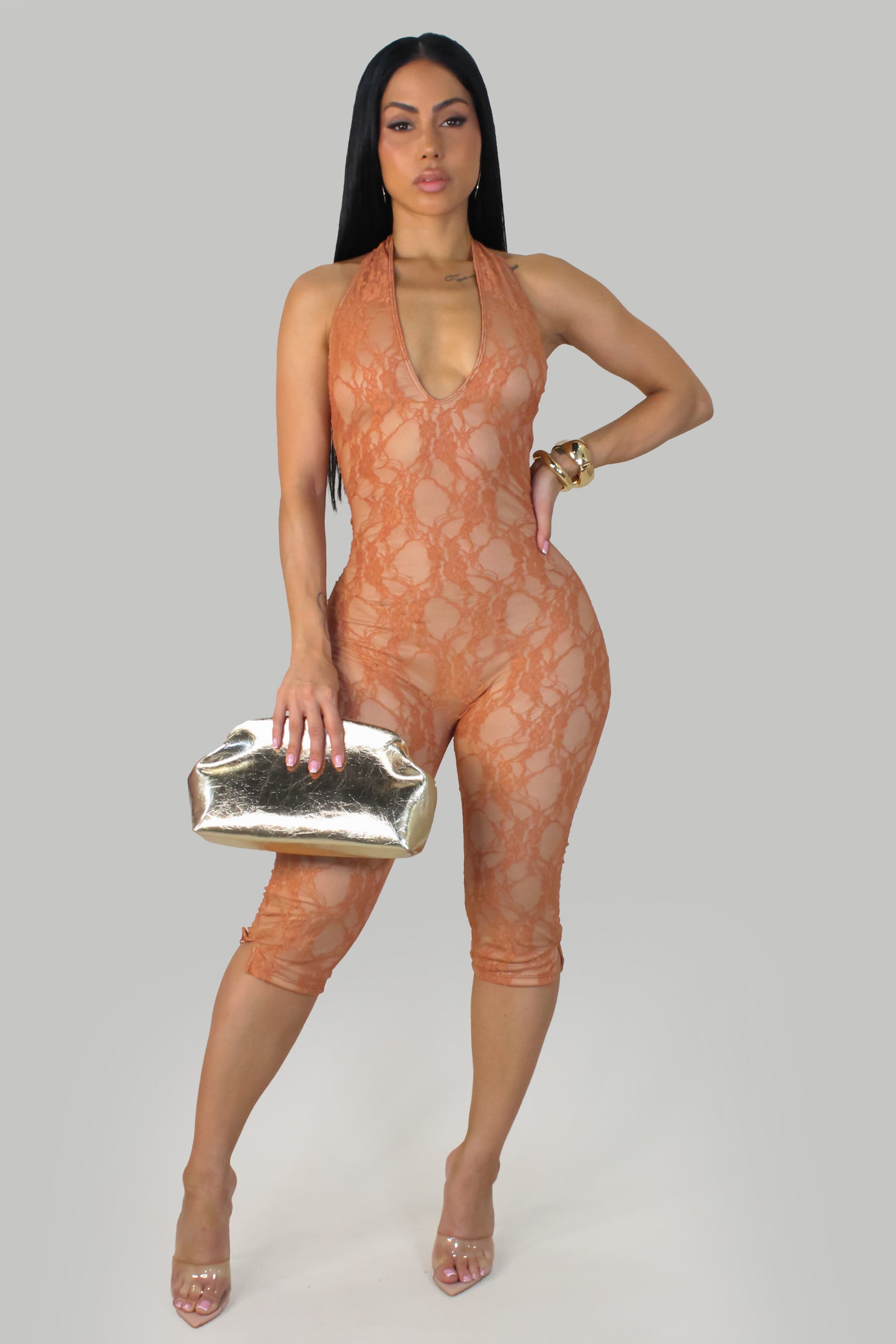 Luxe Illusion  Jumpsuit -Orange