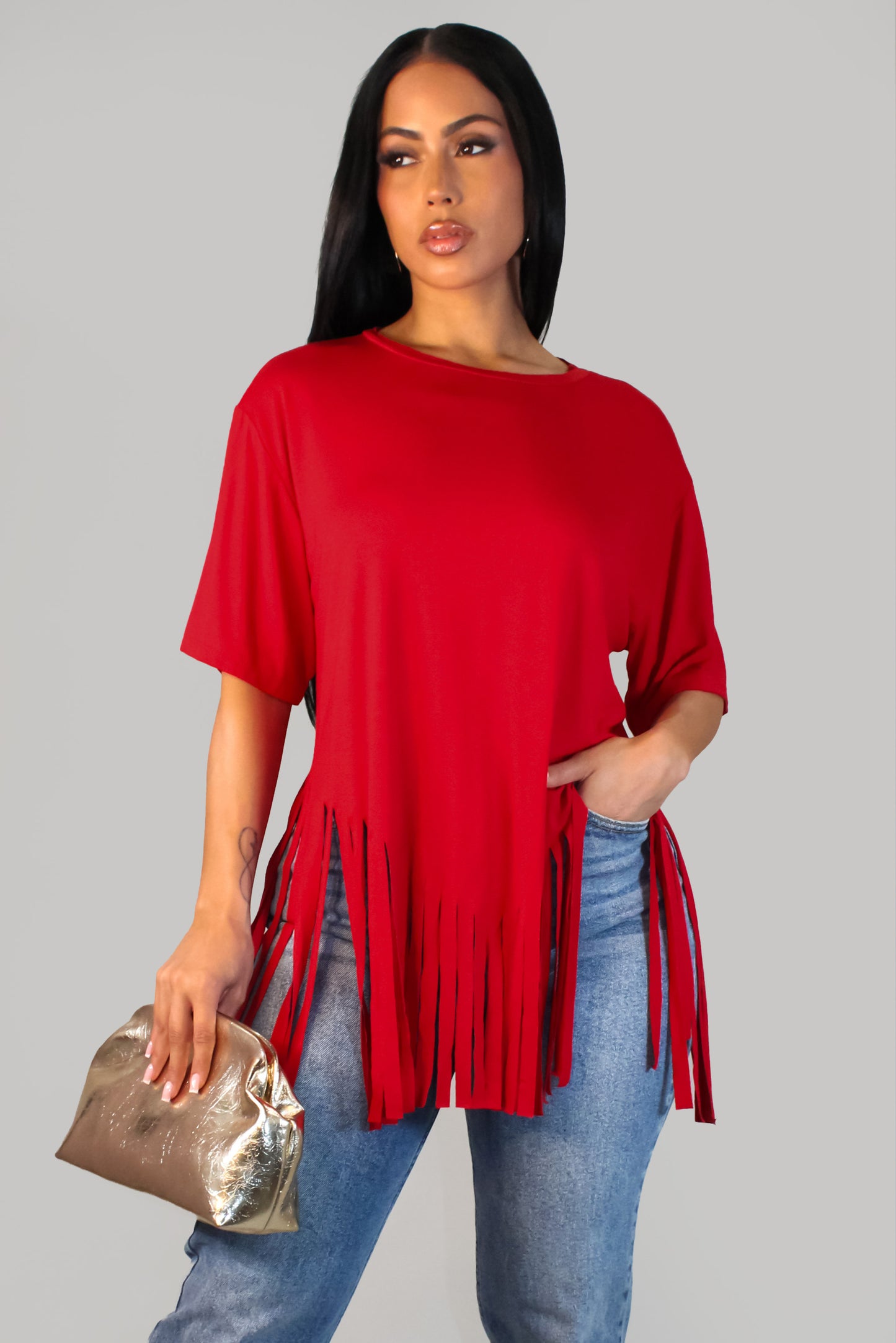 Hellen Top-Mini Dress- Red