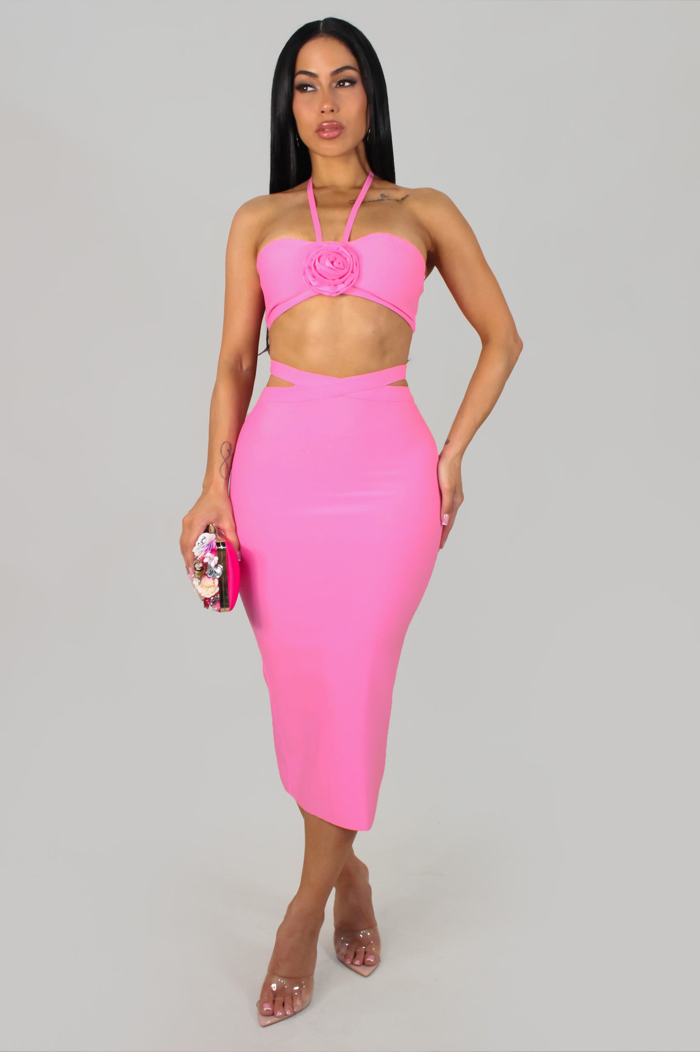 Sexy In Bloom Skirt Set - Pink