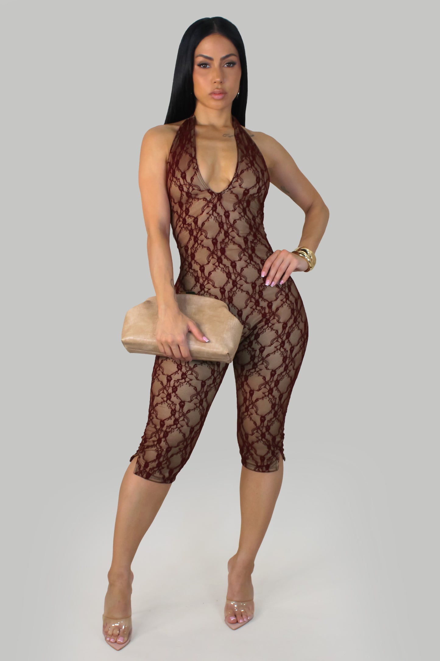 Luxe Illusion  Jumpsuit -Burgundy
