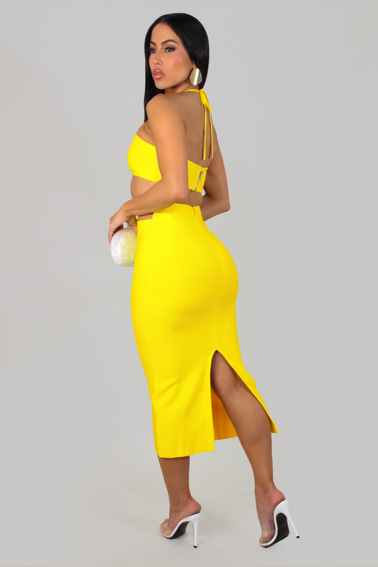 Sexy In Bloom Skirt Set - Yellow