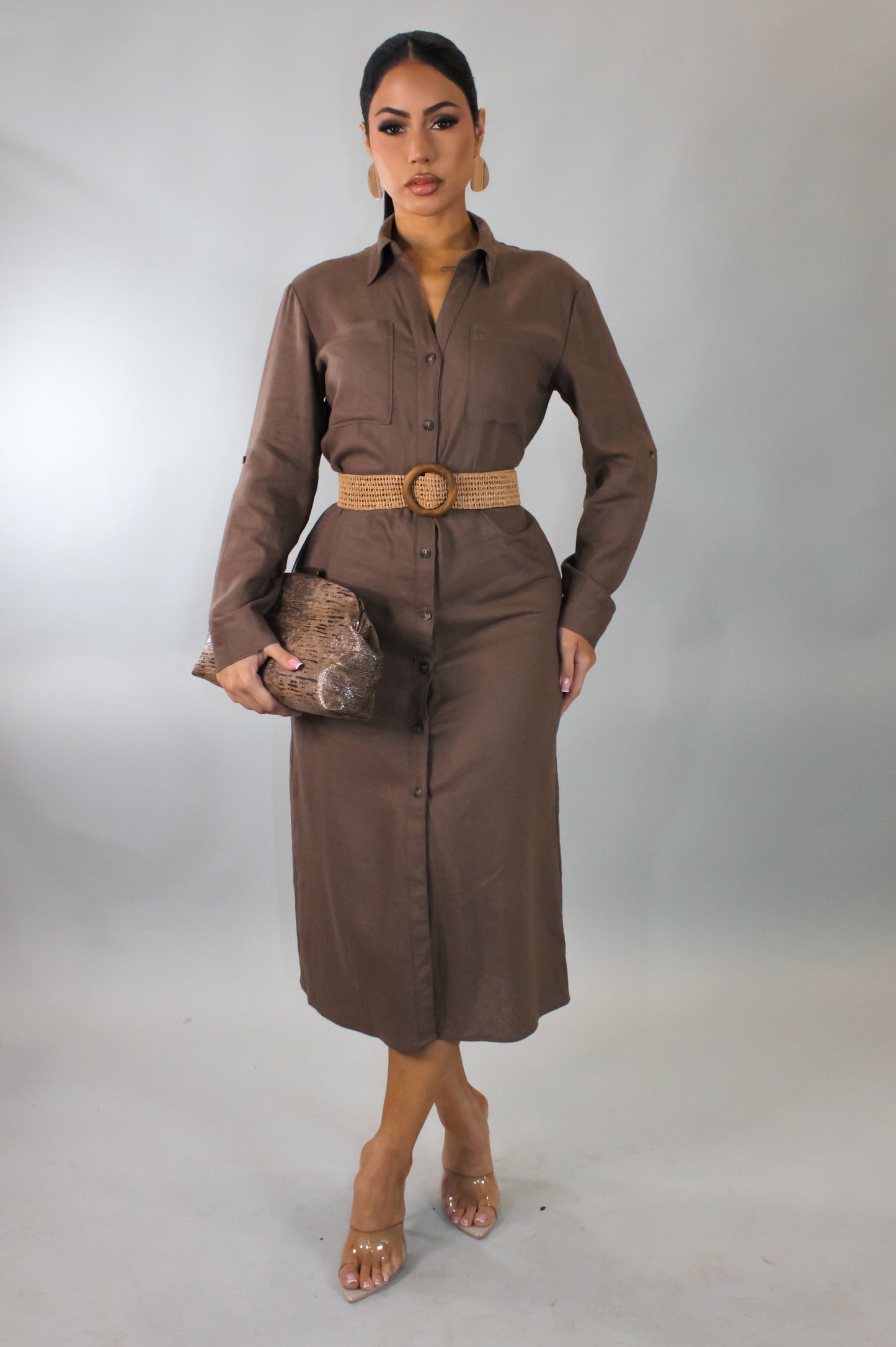 Onto The Next Midi Dress - Brown