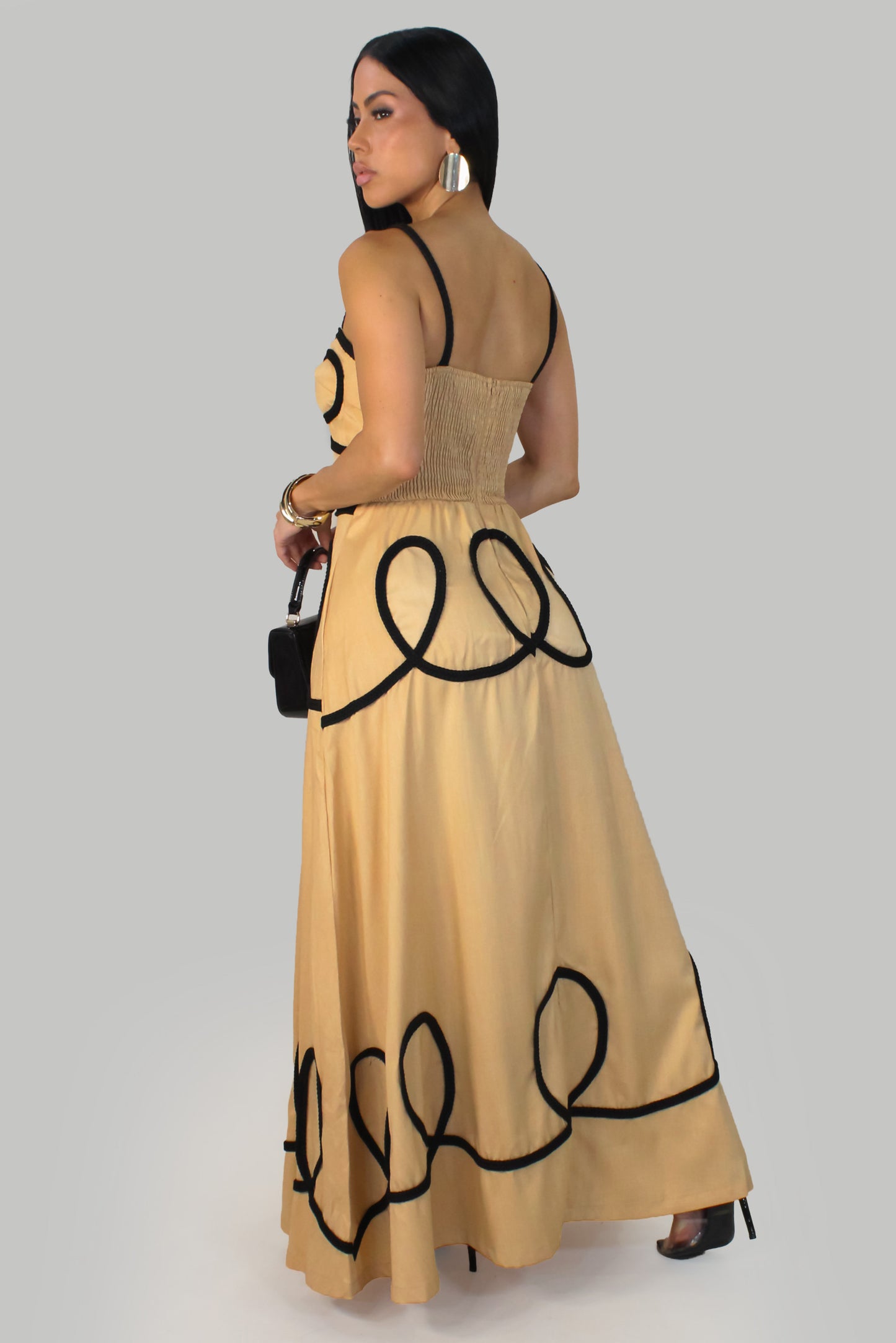 Loop Art Maxi Dress - Khaki