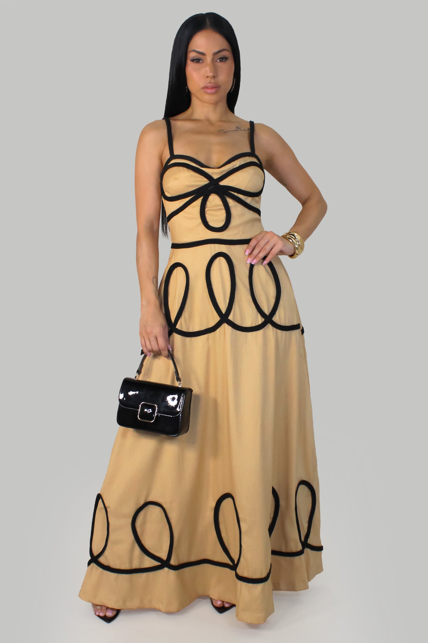 Loop Art Maxi Dress - Khaki