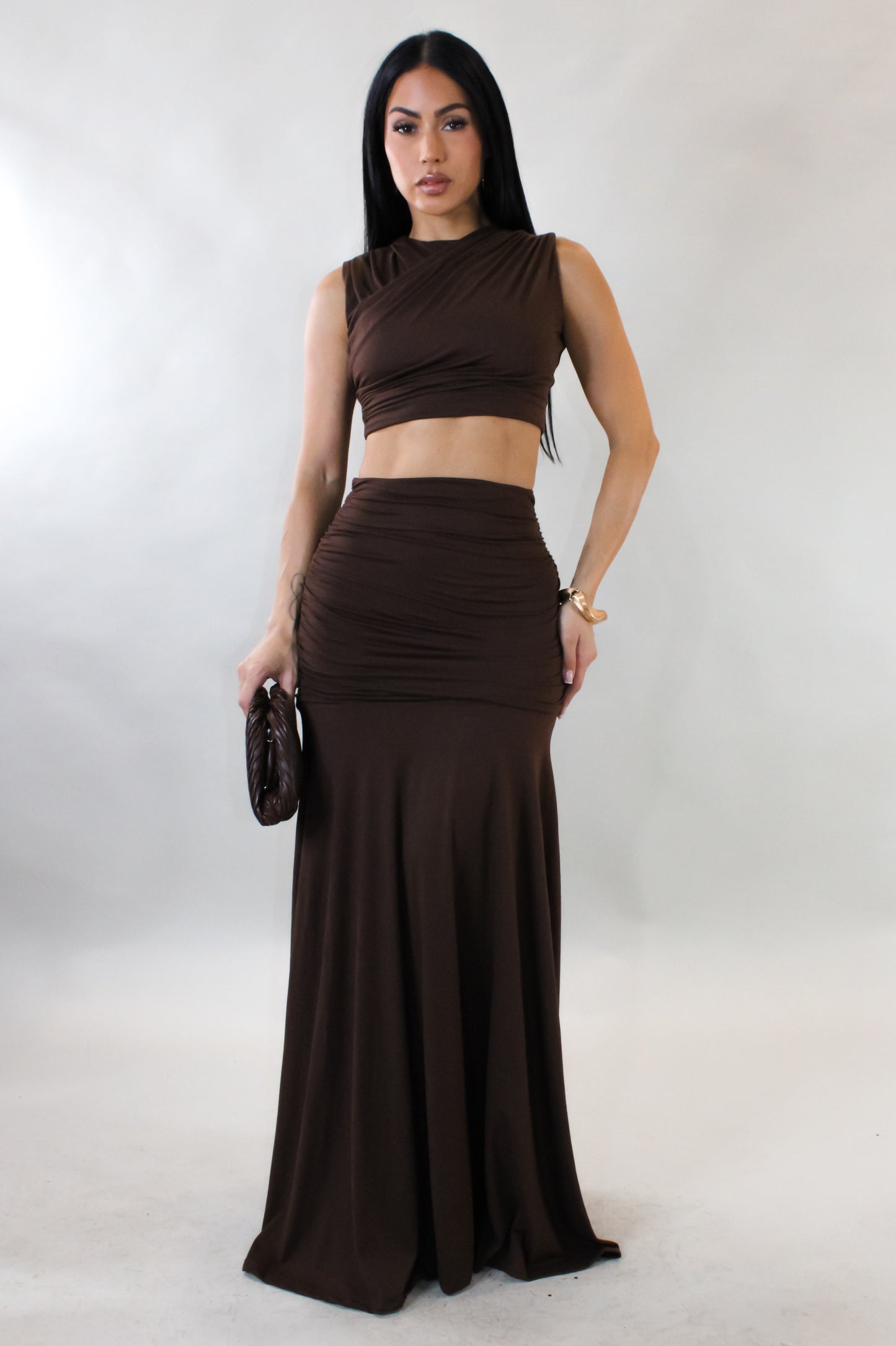 Just Looking Skirt Set - Brown