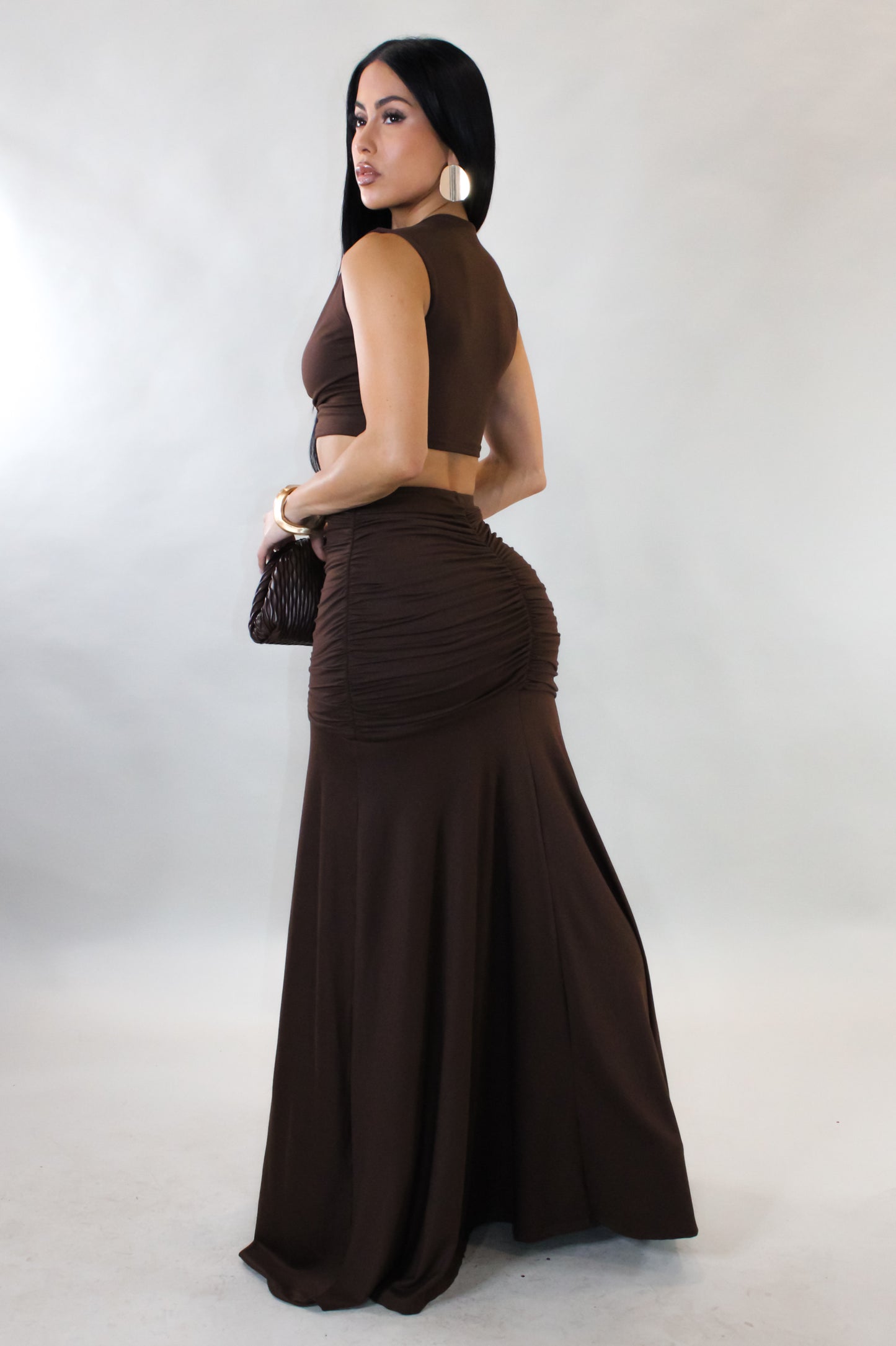 Just Looking Skirt Set - Brown