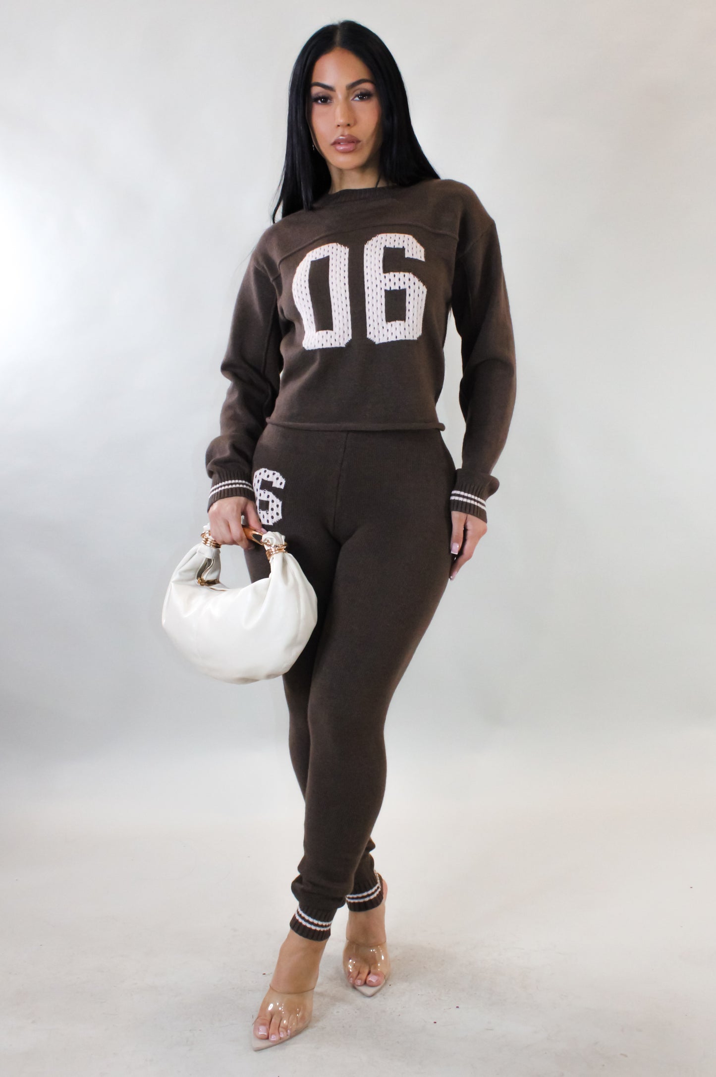 See It Through Pant Set - Brown