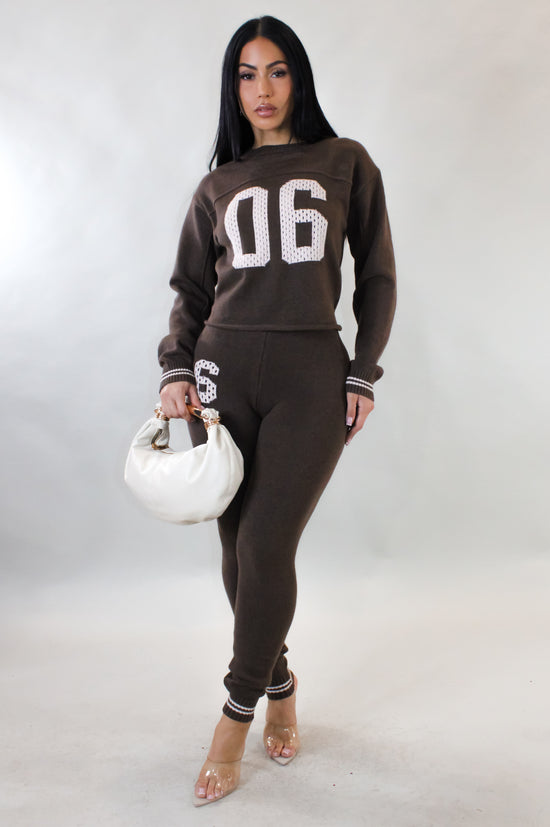 See It Through Pant Set - Brown