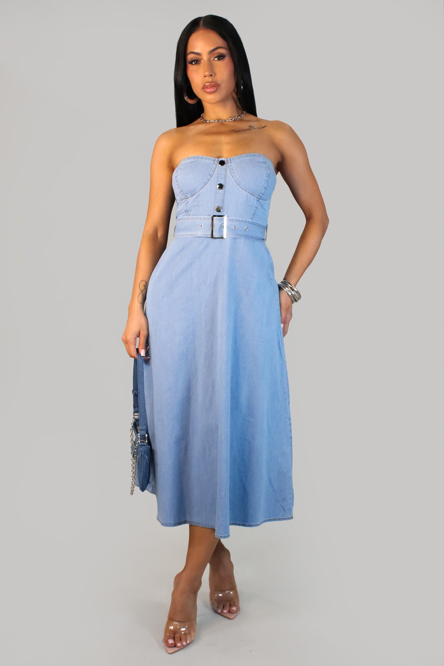 Moura Dress - Denim-Light Wash