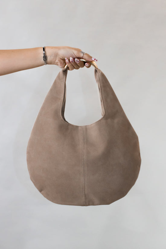 The Suede Purse - Beige - Black